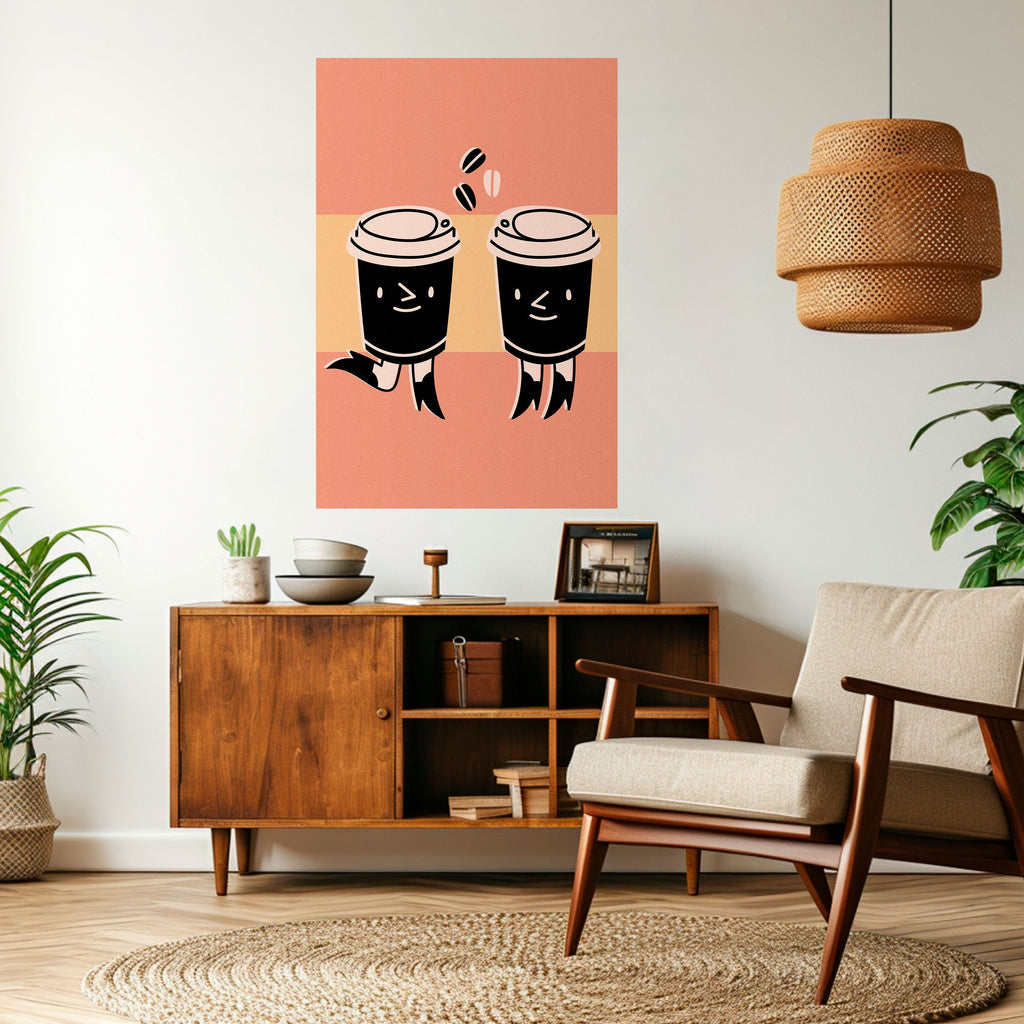 Affiche verticale autocollante « JOYFUL COFFEE »