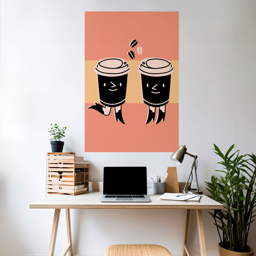 Affiche verticale autocollante « JOYFUL COFFEE »