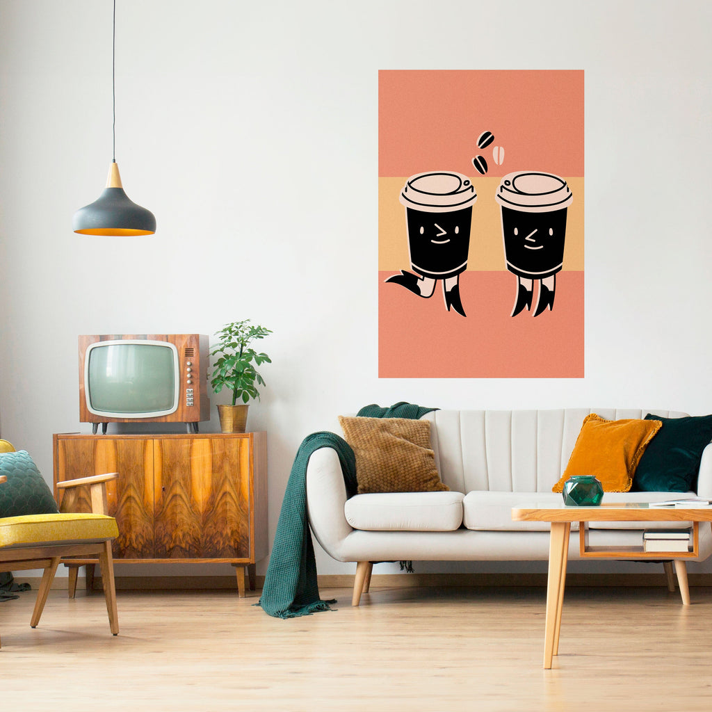 Affiche verticale autocollante « JOYFUL COFFEE »