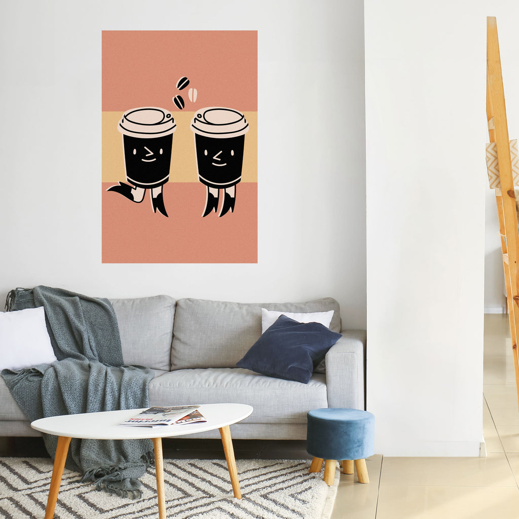 Affiche verticale autocollante « JOYFUL COFFEE »