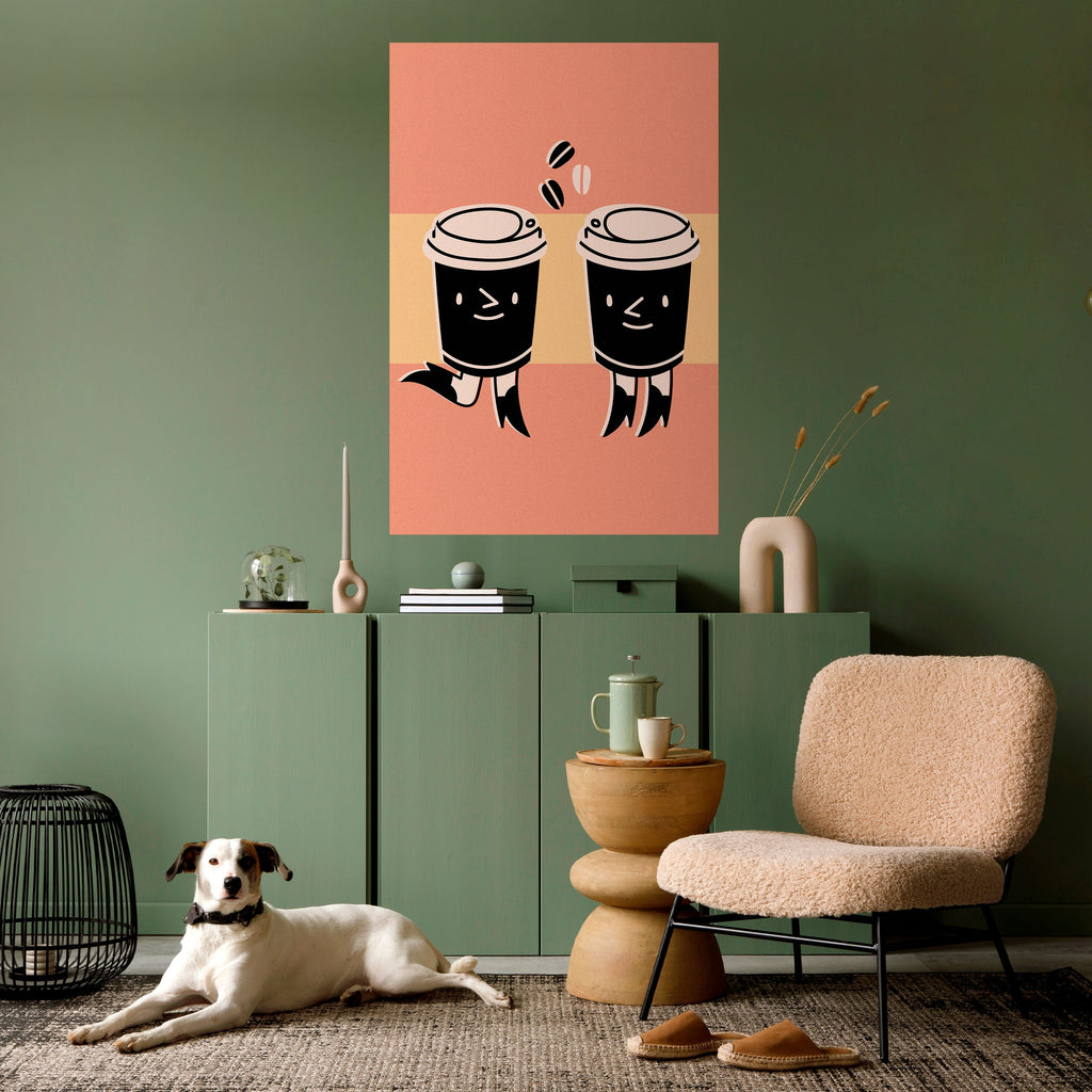 Affiche verticale autocollante « JOYFUL COFFEE »