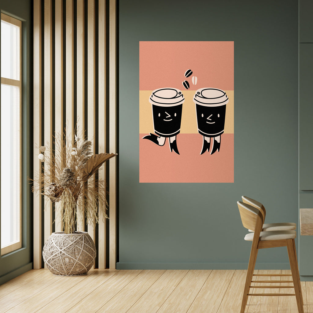 Affiche verticale autocollante « JOYFUL COFFEE »