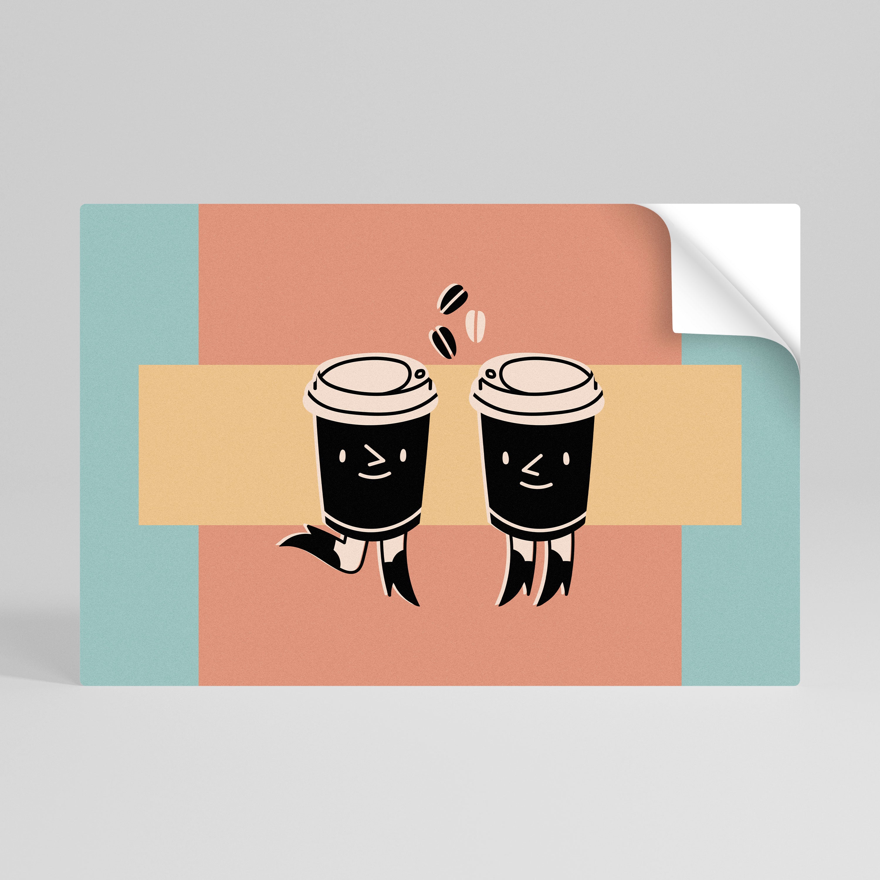 JOYFUL COFFEE Peel and Stick Horizontal Poster