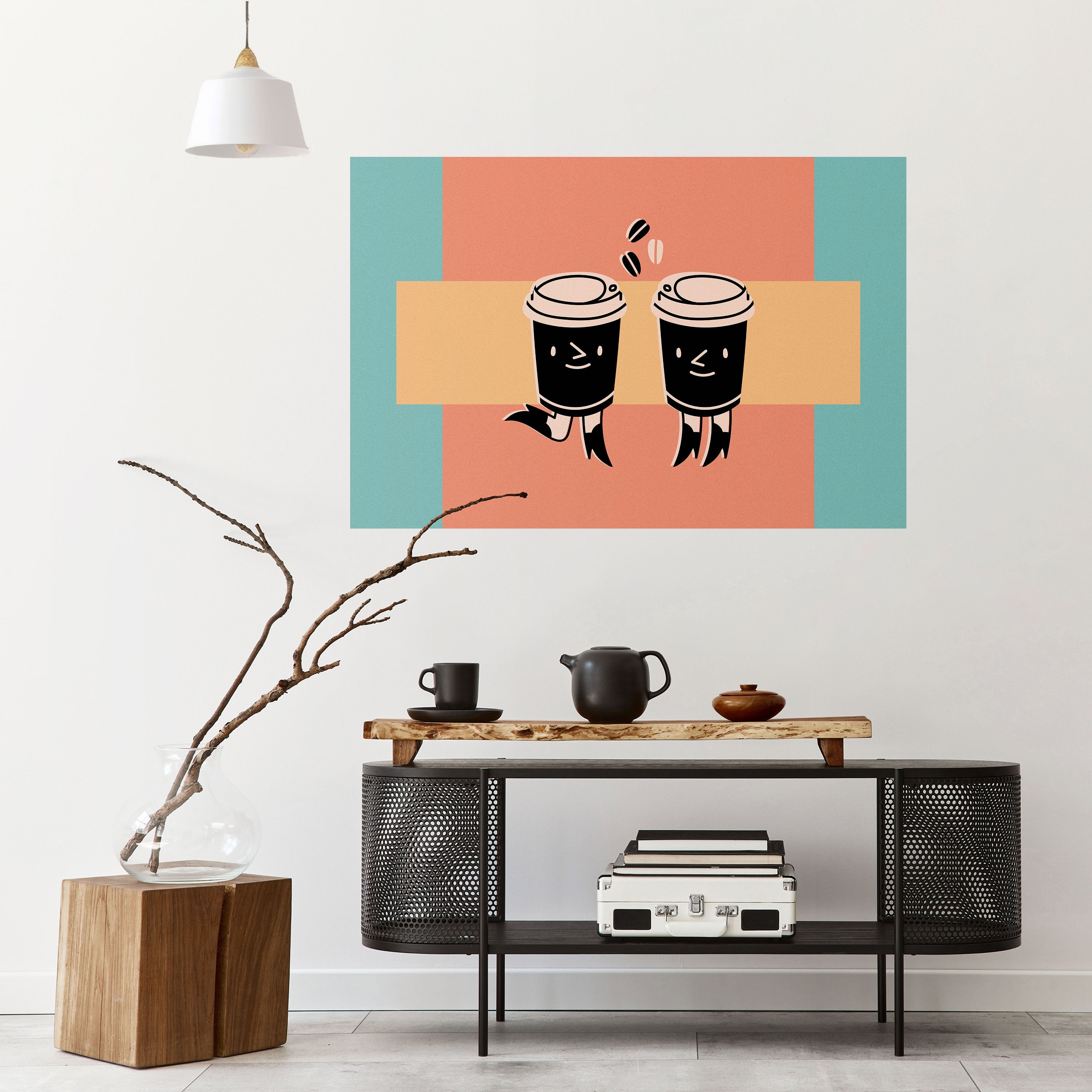 Affiche horizontale autocollante « JOYFUL COFFEE »