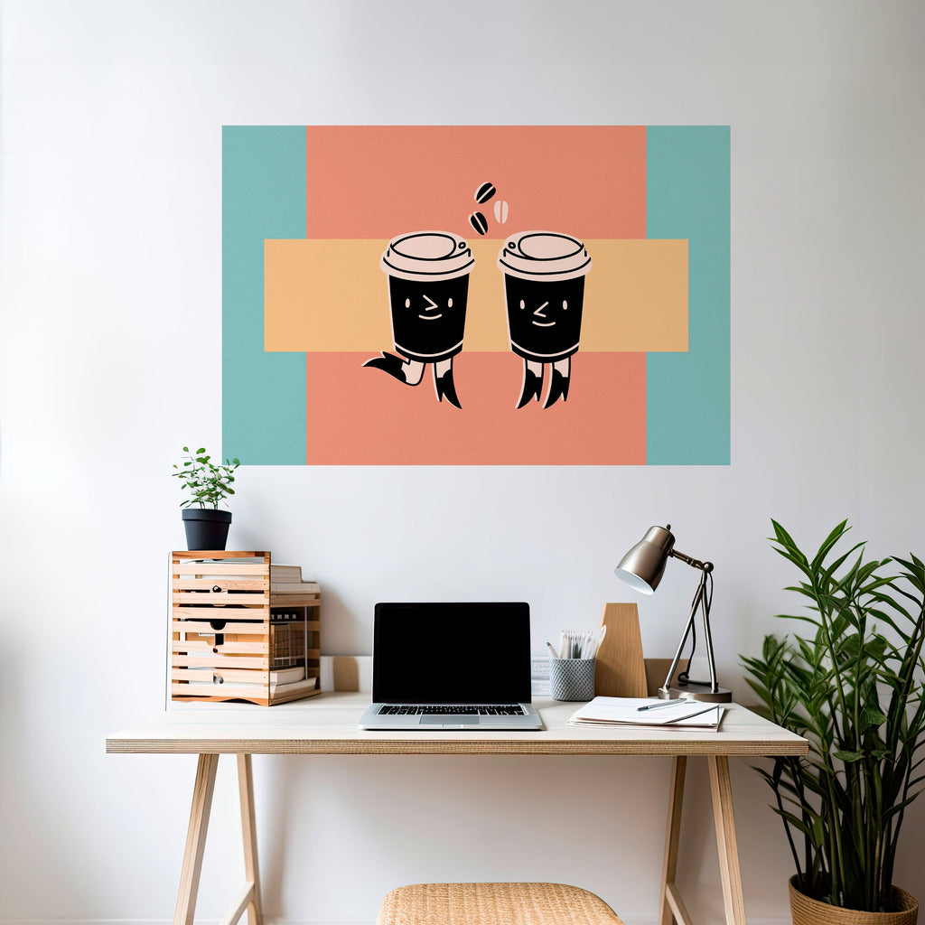 Affiche horizontale autocollante « JOYFUL COFFEE »