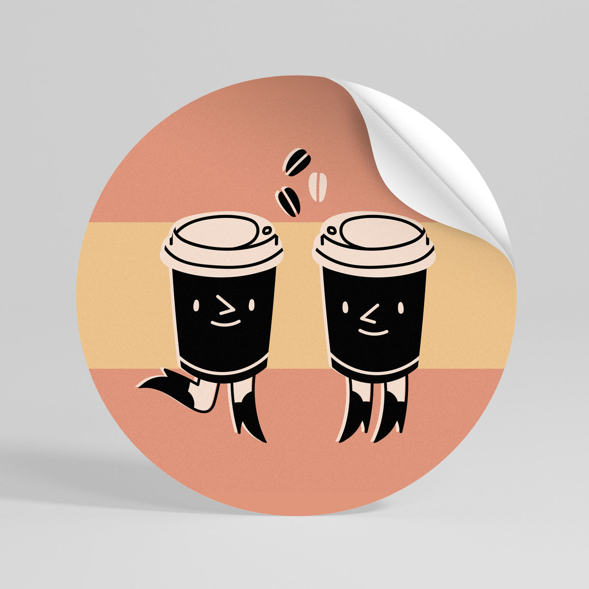 JOYFUL COFFEE Peel and Stick Round Sticker