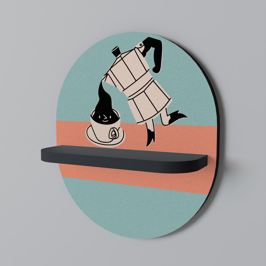 POWER ESPRESSO Oval Art Shelf In Black Finish