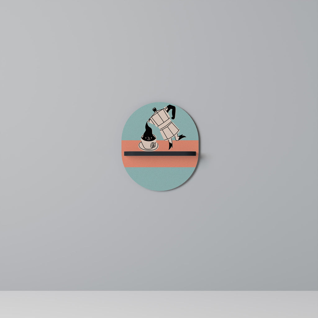 POWER ESPRESSO Oval Art Shelf In Black Finish