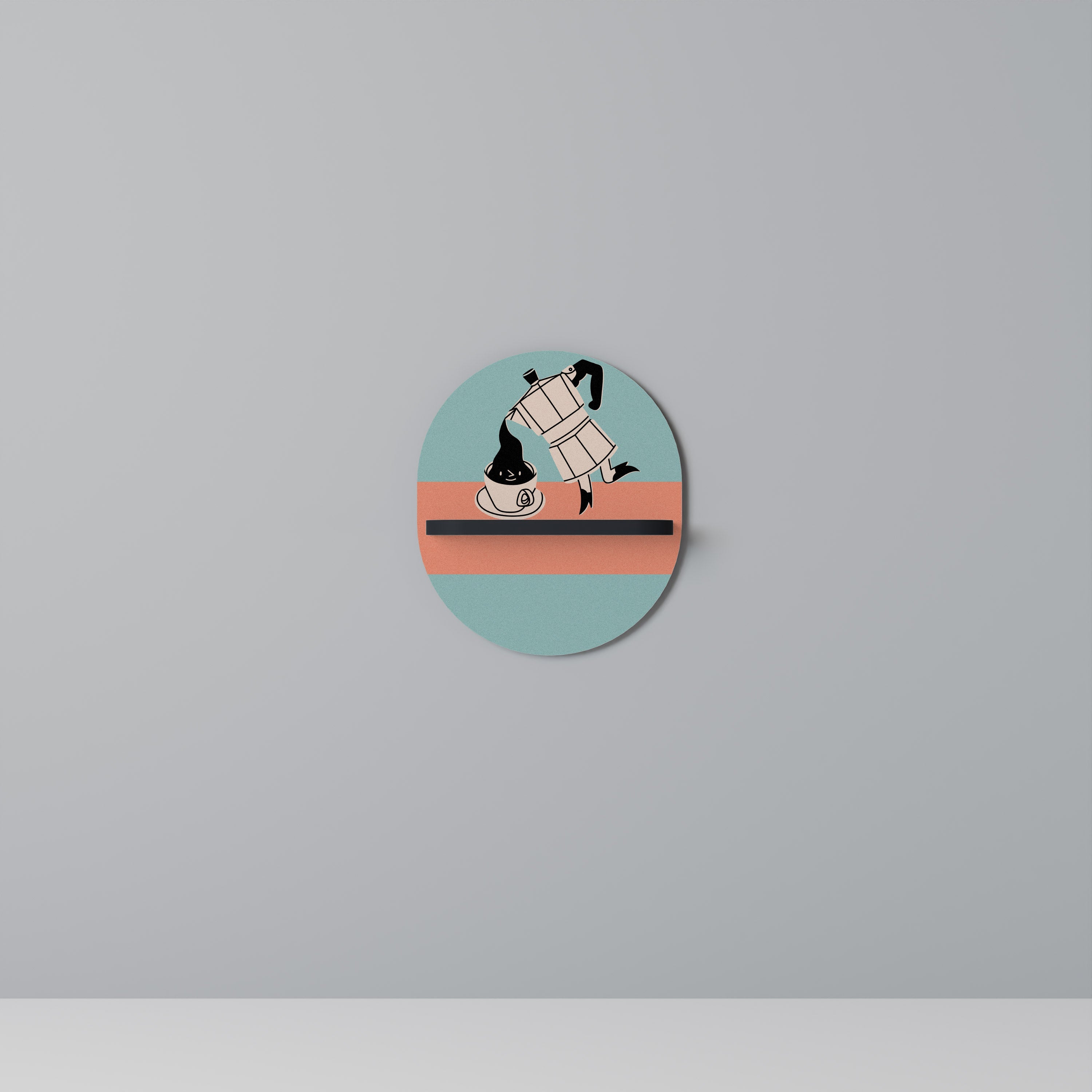 POWER ESPRESSO Oval Art Shelf In Black Finish