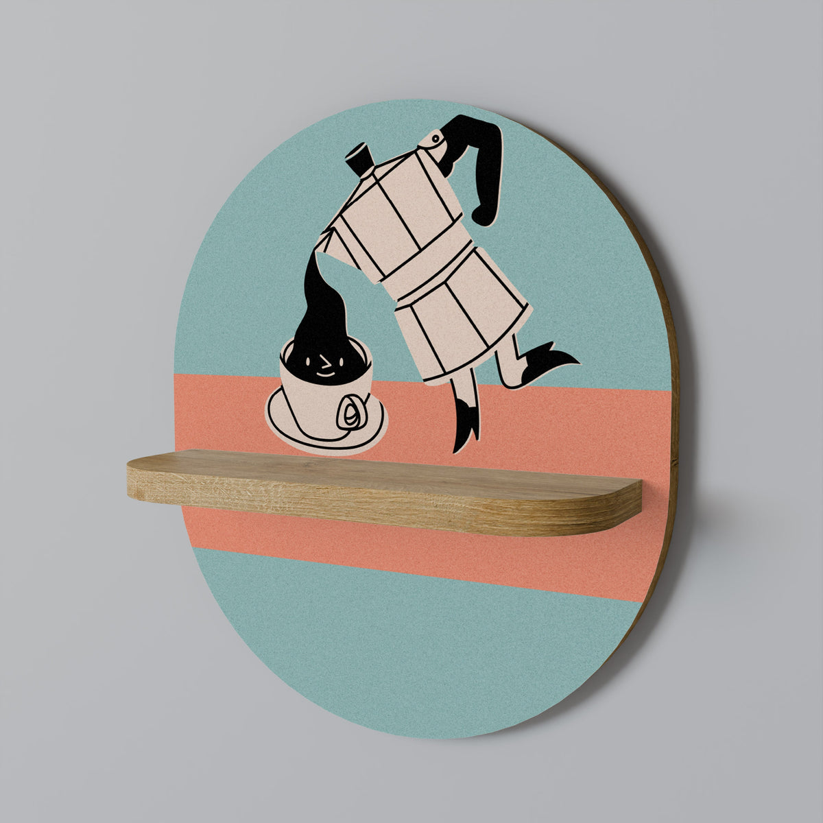 Étagère d'art ovale POWER ESPRESSO effet chêne