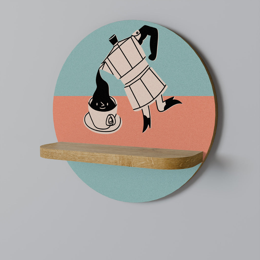 Étagère ronde effet chêne POWER ESPRESSO