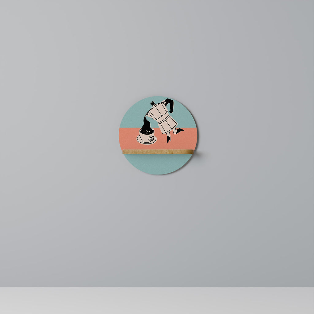 Étagère ronde effet chêne POWER ESPRESSO