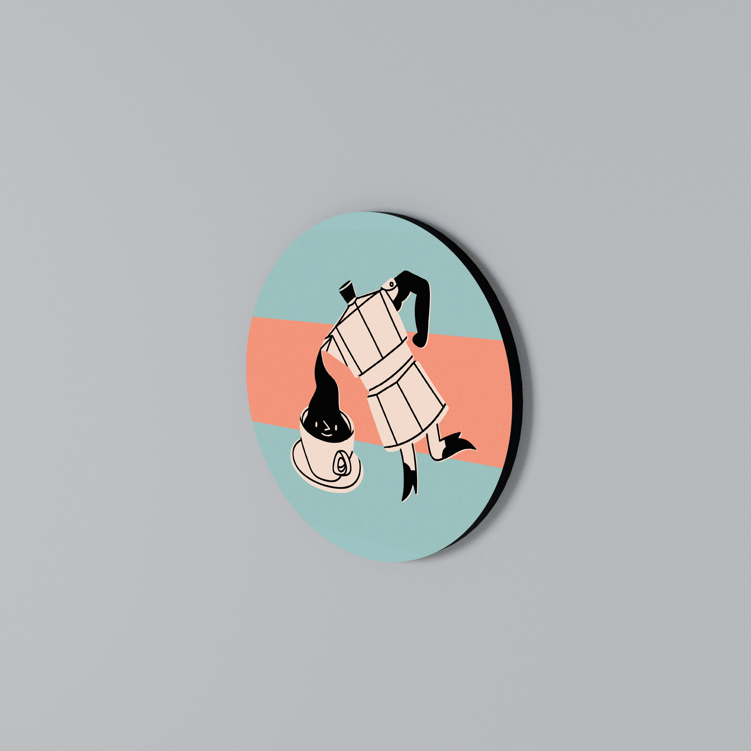 POWER ESPRESSO Round Wall Art
