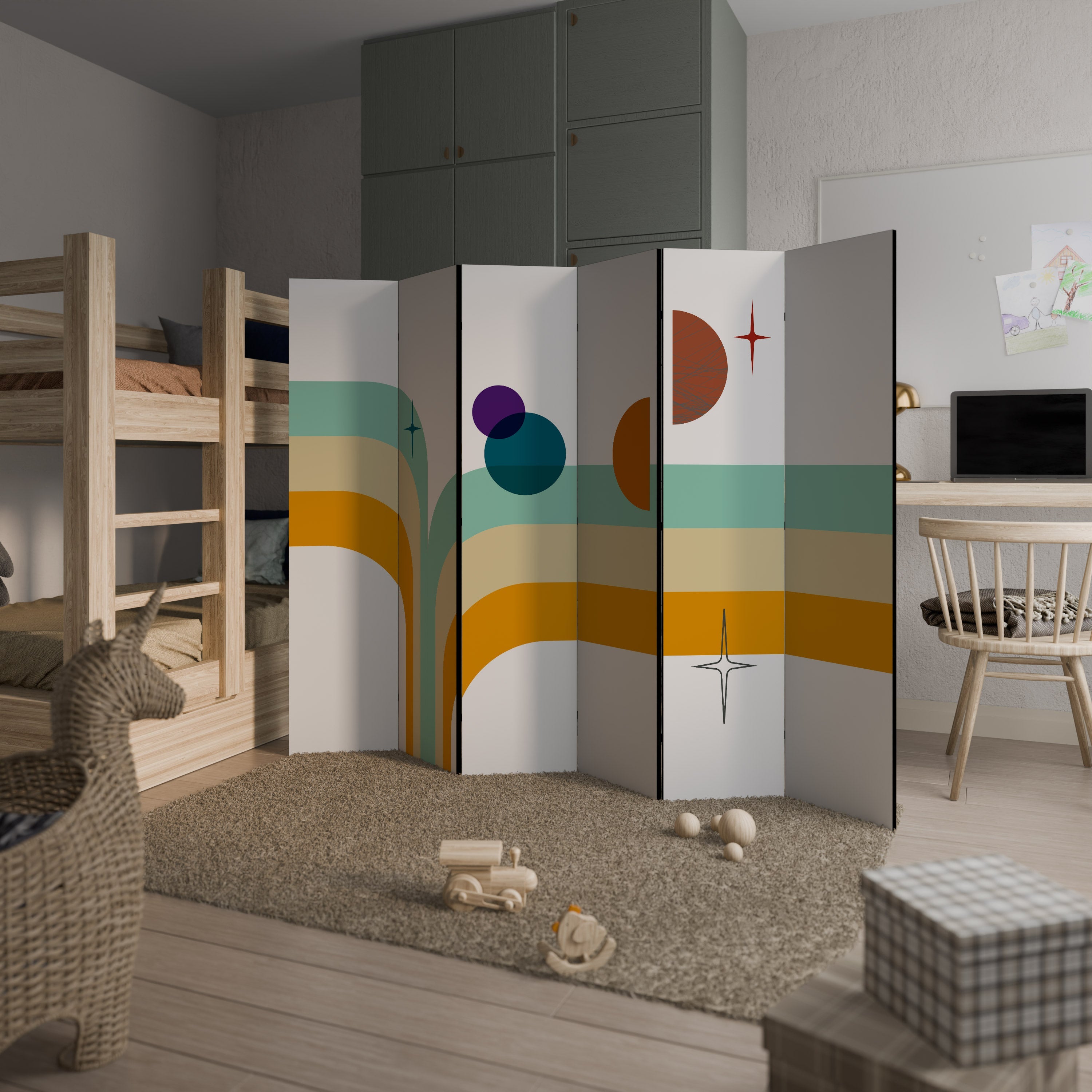 COLOR SOLSTICE Decorative 6-Panel Room Divider