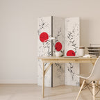 RED WHISPERS IN FOLIAGE 3-Panel Room Divider