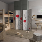 RED WHISPERS IN FOLIAGE 5-Panel Room Divider