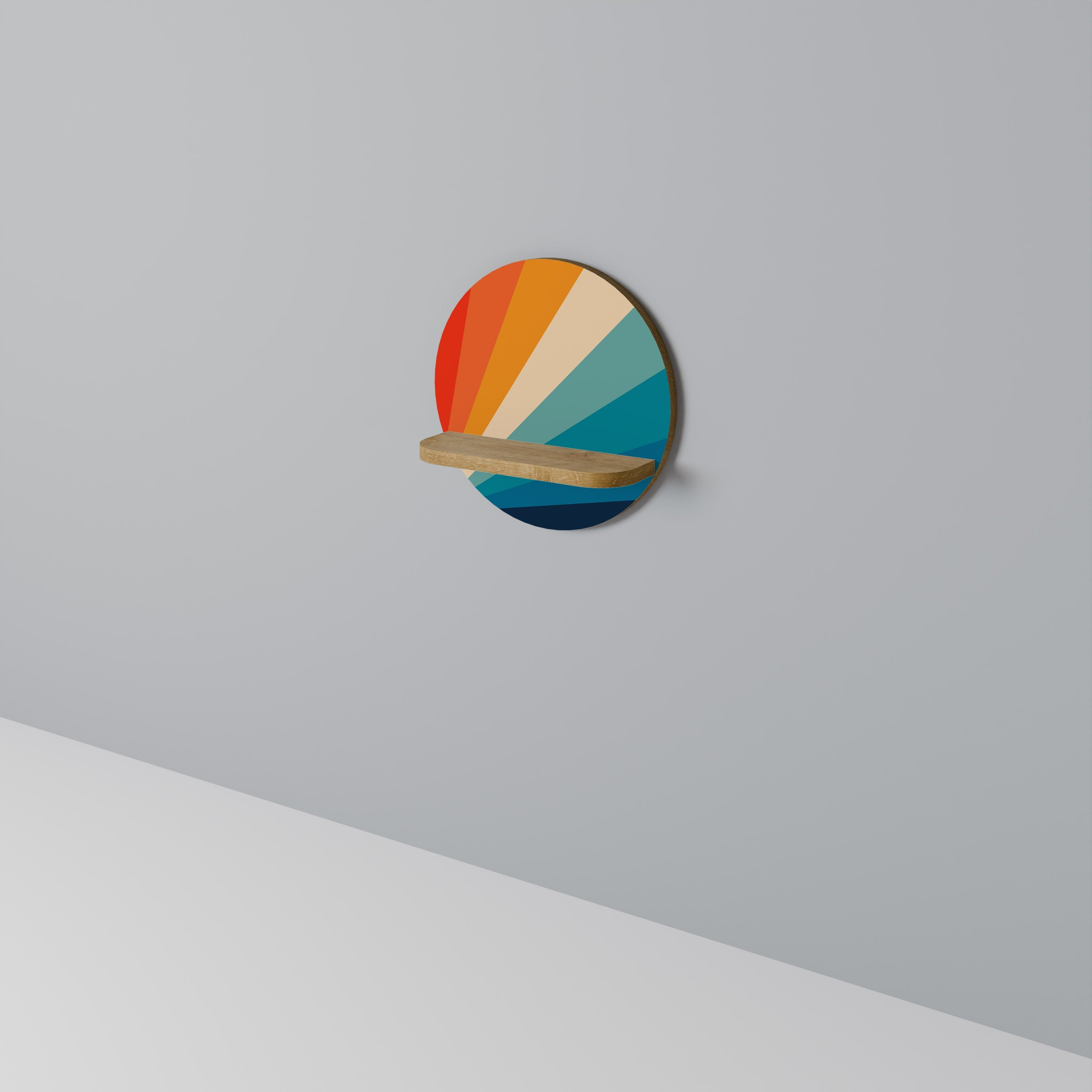 Étagère d'art ronde PRISM CONCUSSION effet chêne