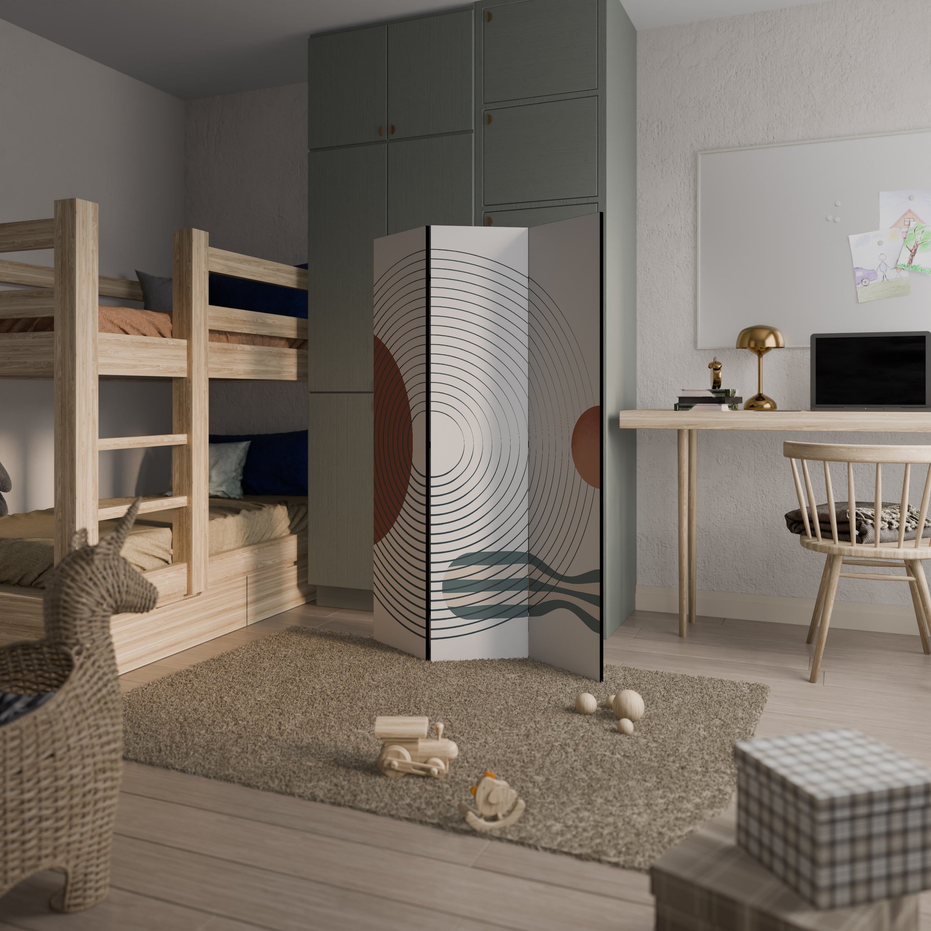 QUIET SNAPSHOT Decorative 3-Panel Room Divider