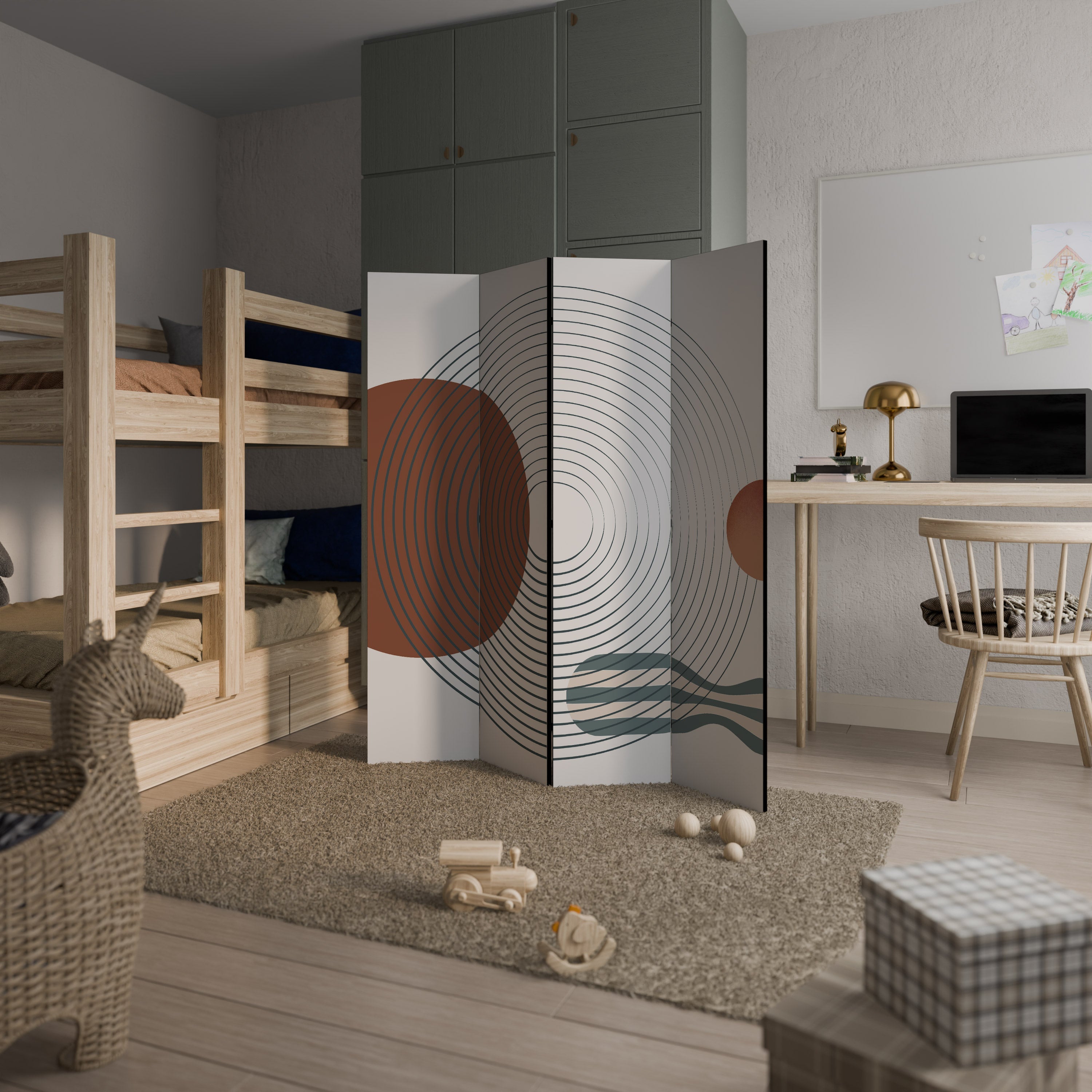 QUIET SNAPSHOT Decorative 4-Panel Room Divider