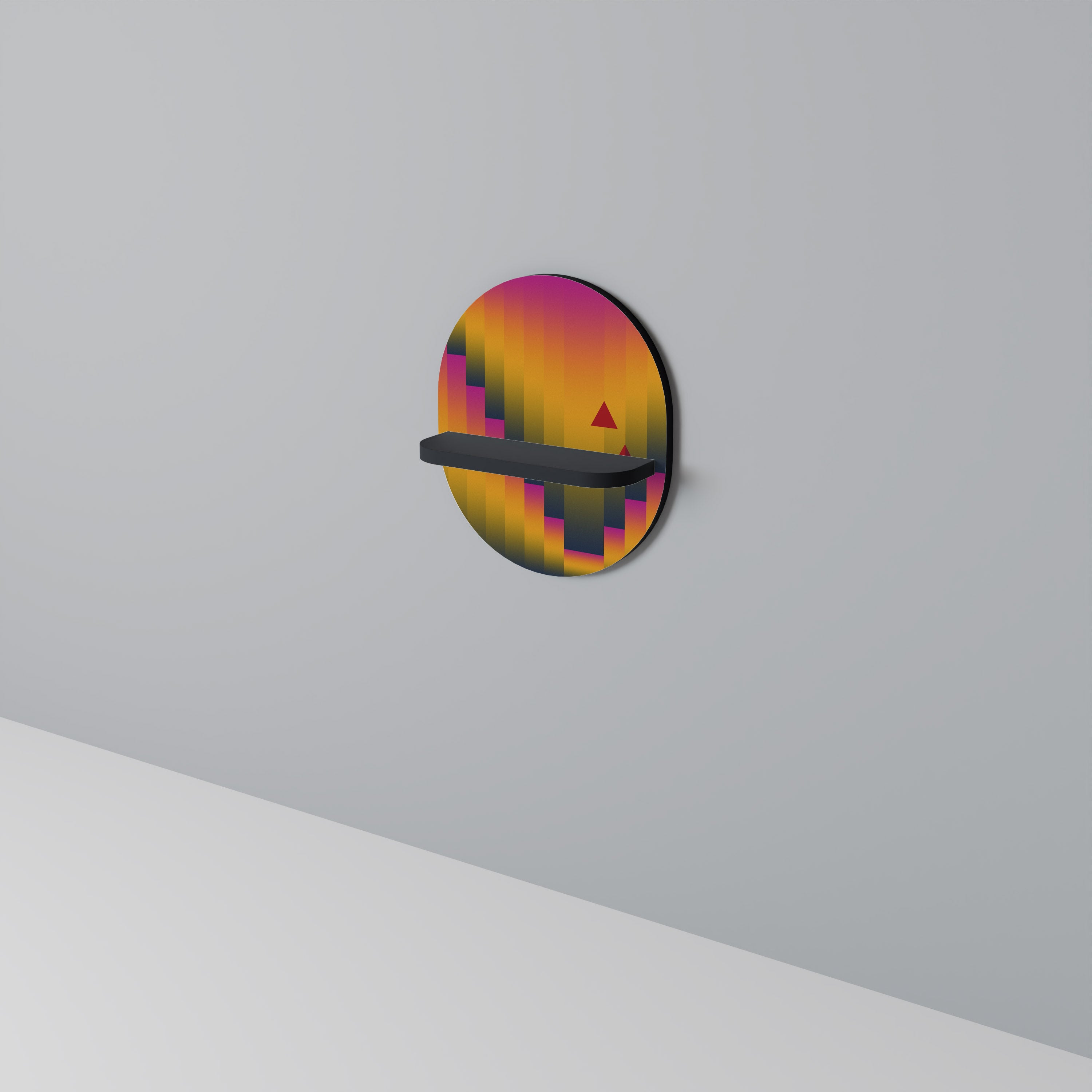 GOLDEN FADE Oval Art Shelf In Black Finish