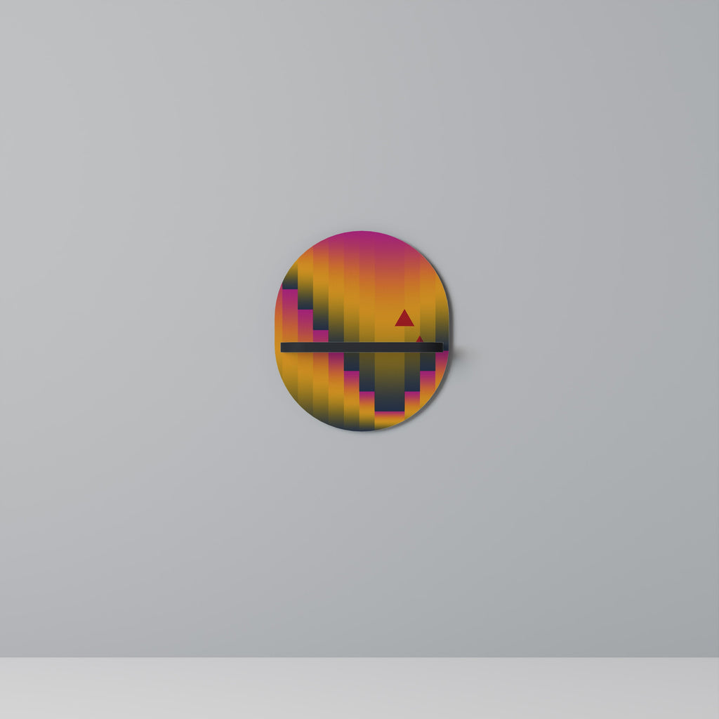 GOLDEN FADE Oval Art Shelf In Black Finish