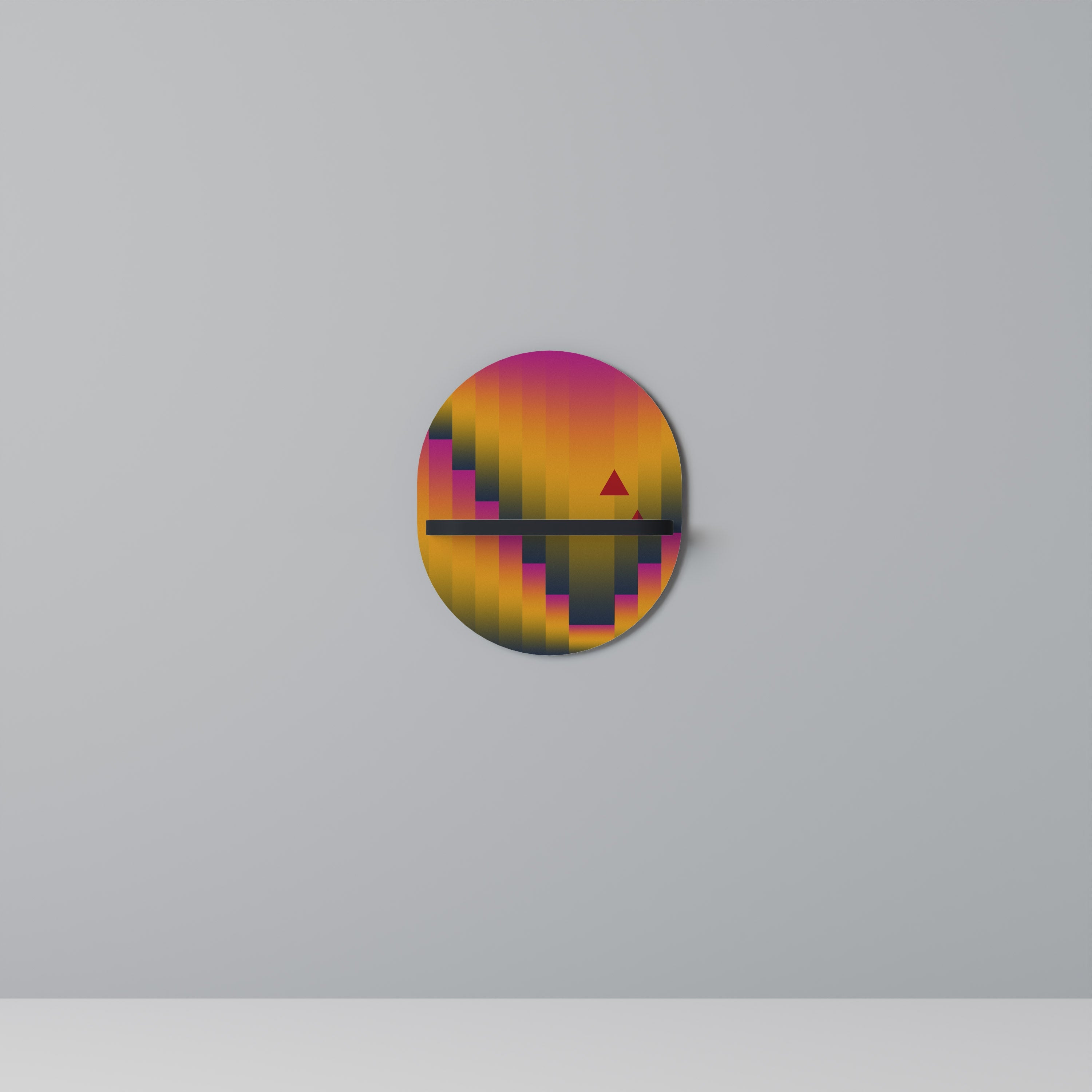 GOLDEN FADE Oval Art Shelf In Black Finish