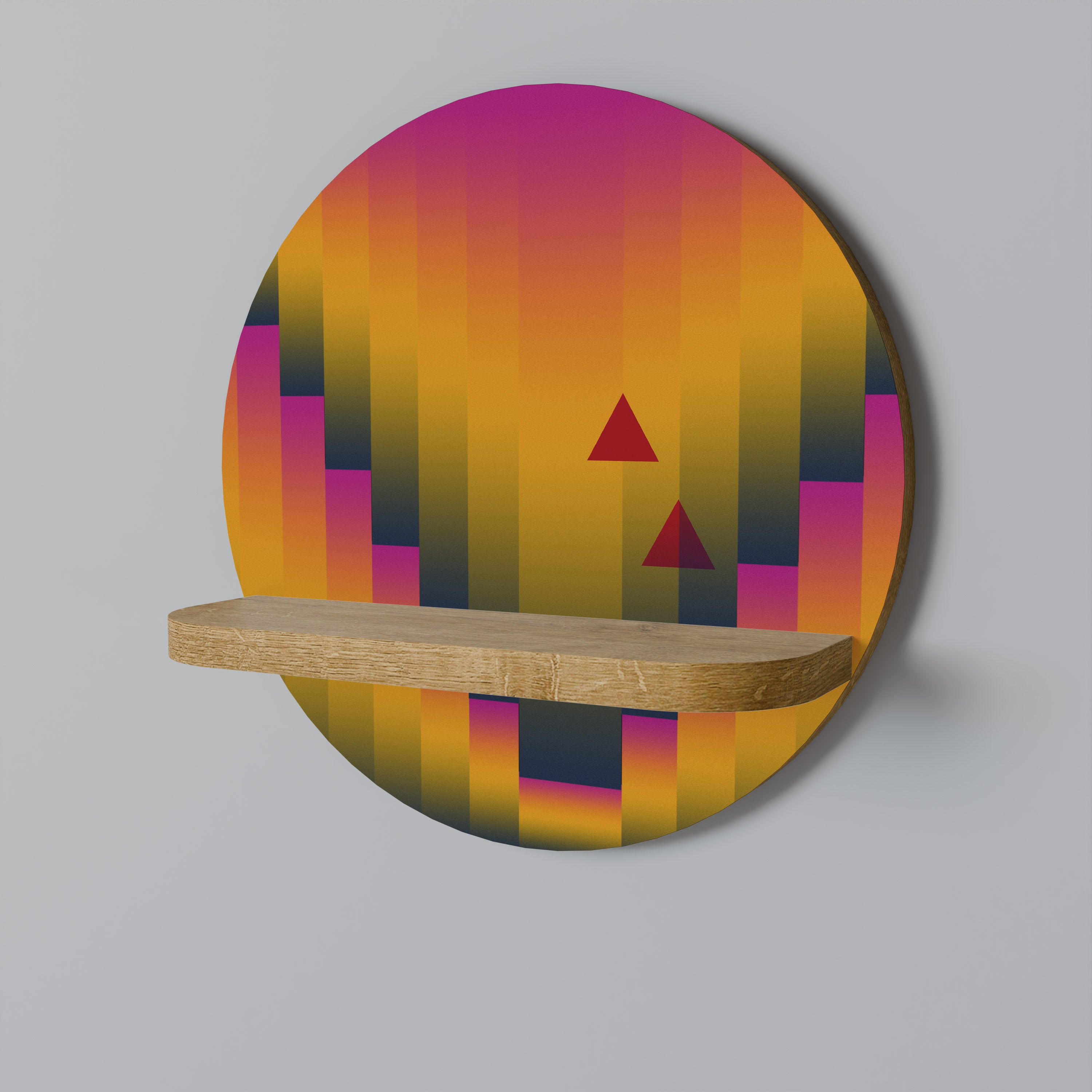 Étagère d'art ronde effet chêne GOLDEN FADE