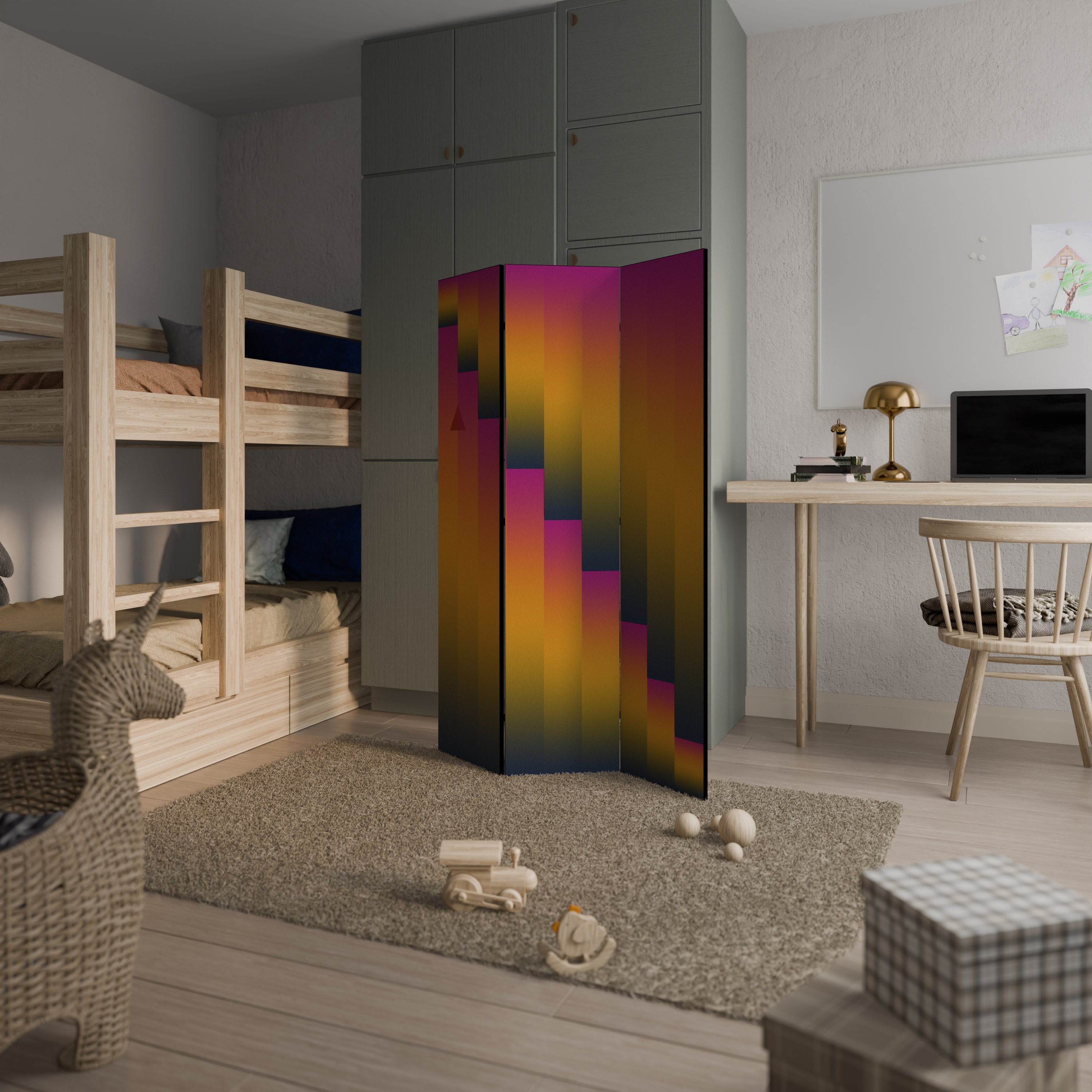 GOLDEN FADE Decorative 3-Panel Room Divider