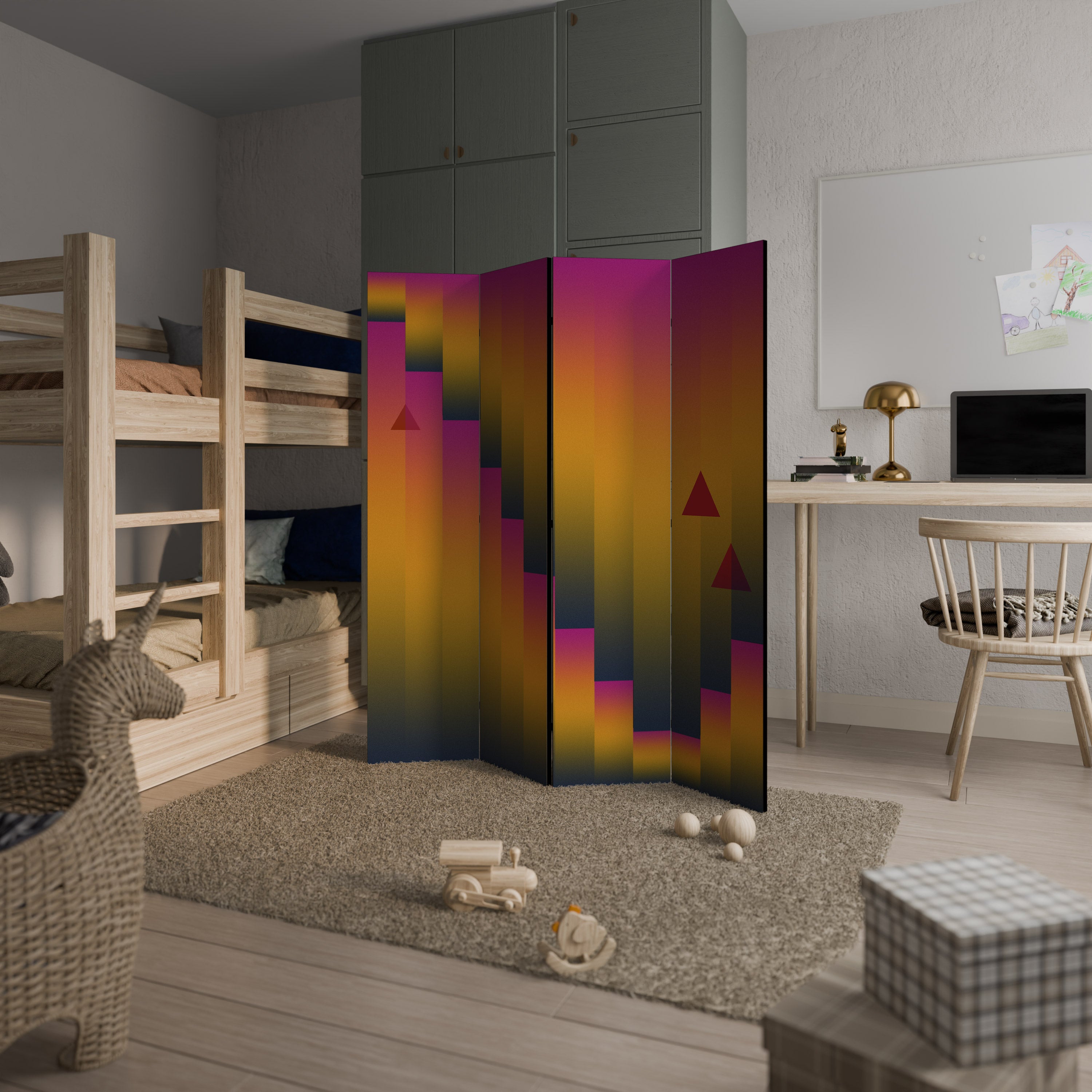 GOLDEN FADE 4-Panel Room Divider