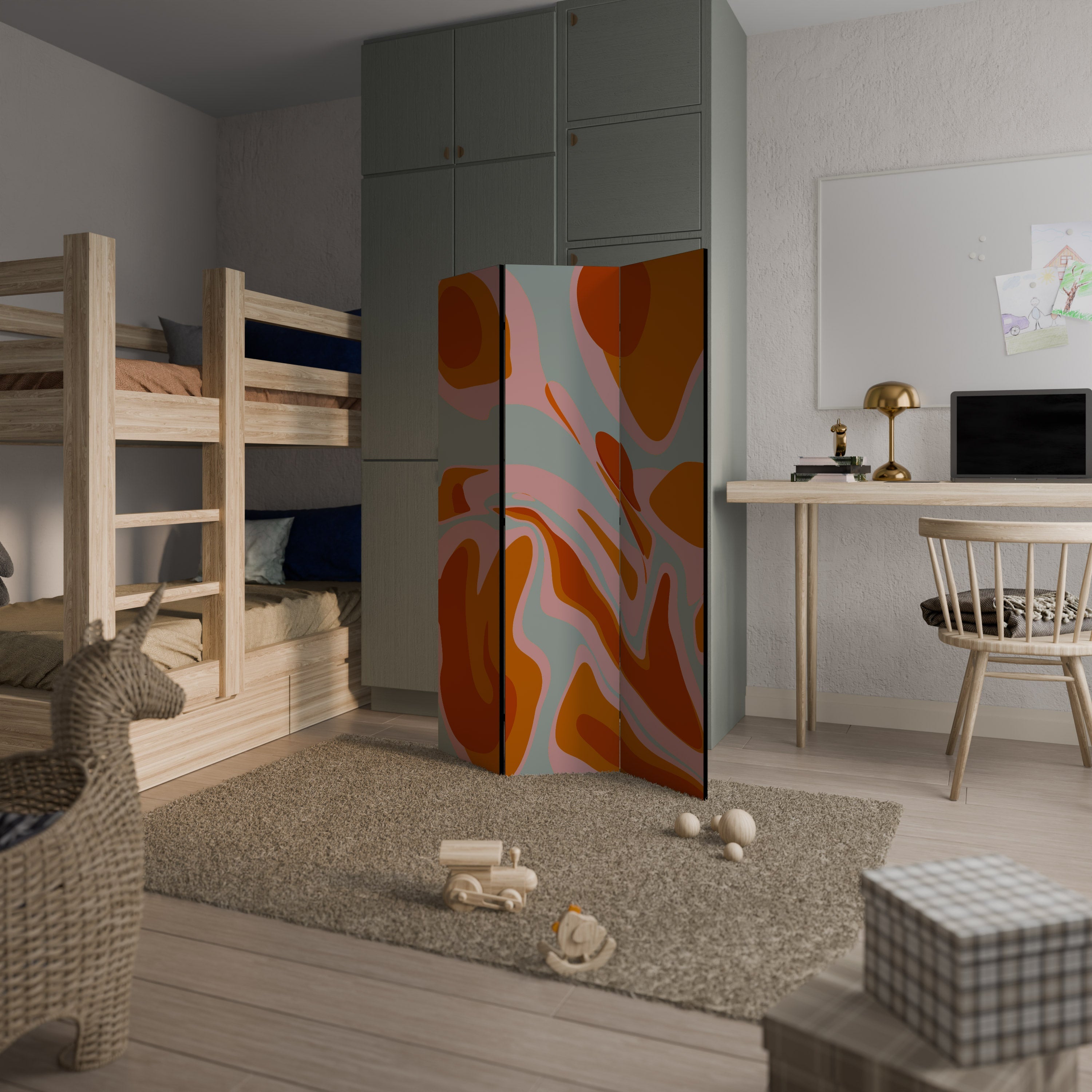 FLOATING BURN Decorative 3-Panel Room Divider