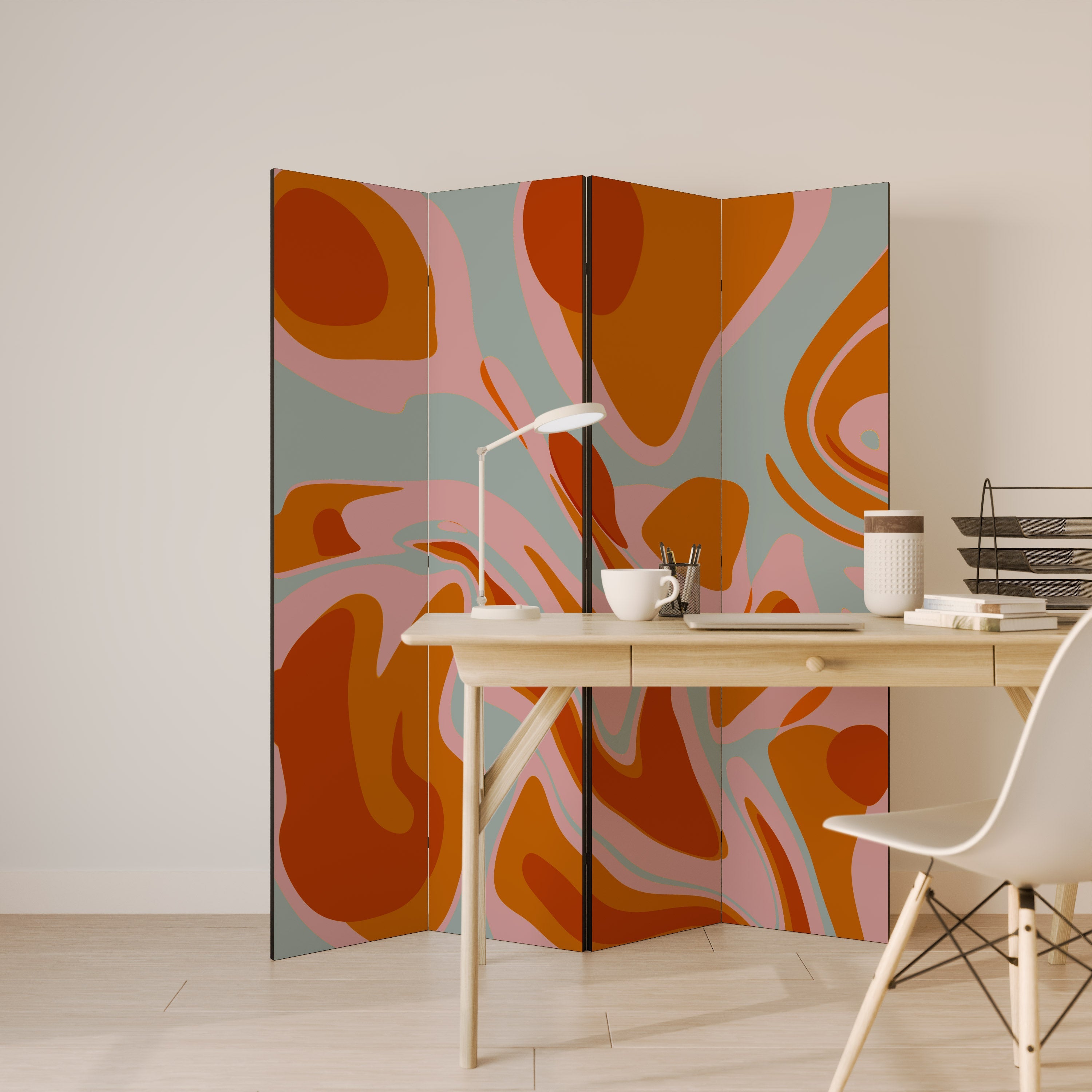 FLOATING BURN Decorative 4-Panel Room Divider
