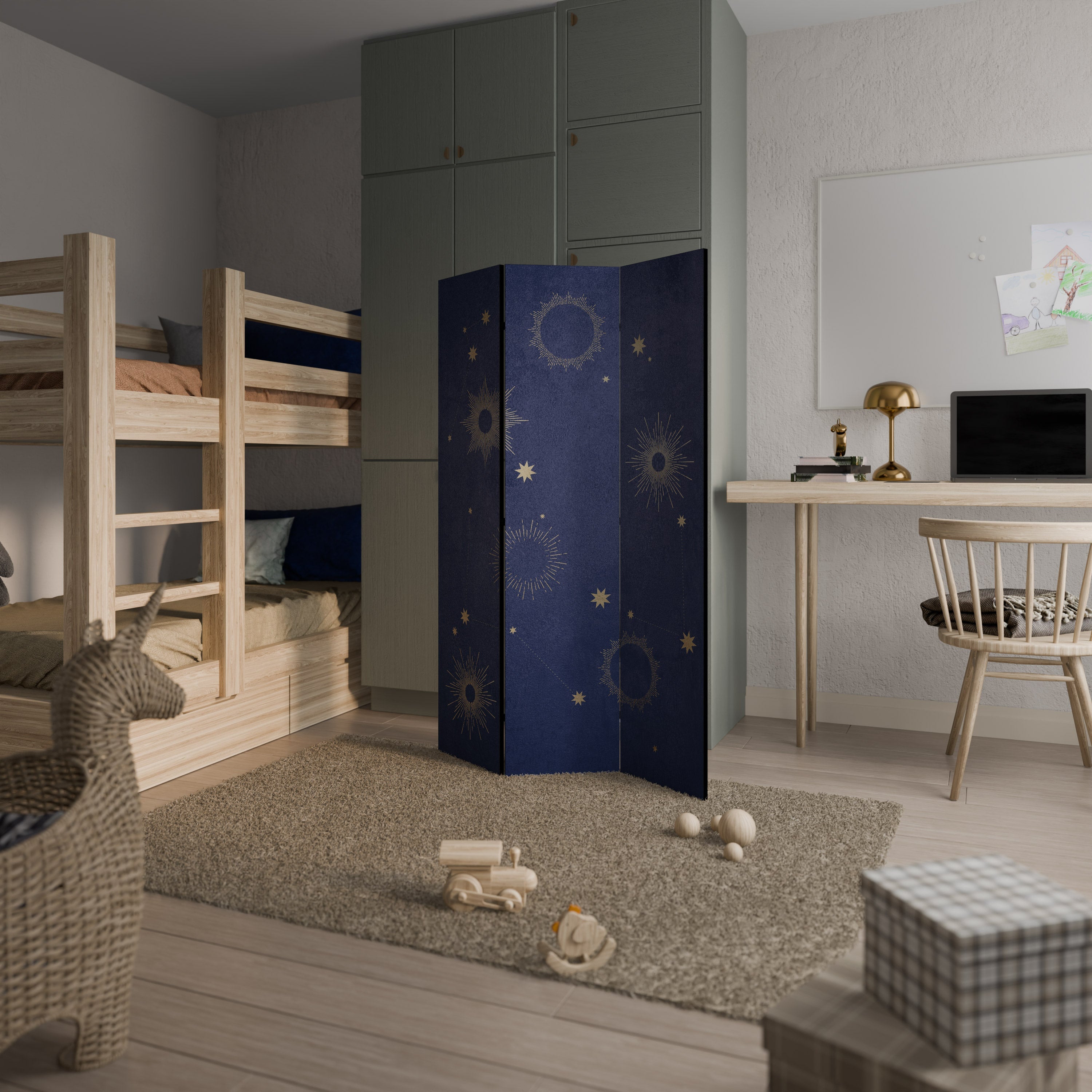 MIDNIGHT PATH Decorative 3-Panel Room Divider