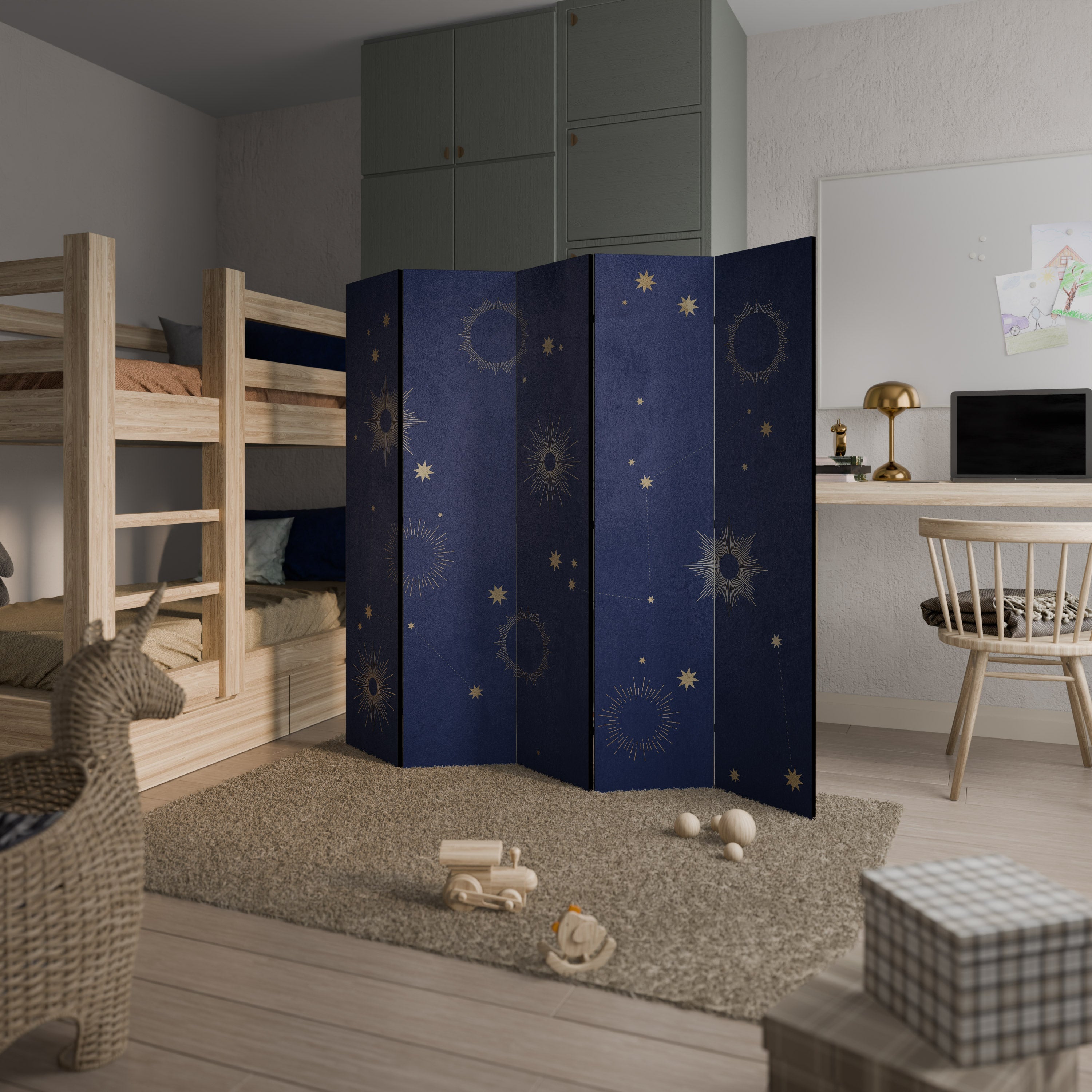 MIDNIGHT PATH Decorative 5-Panel Room Divider