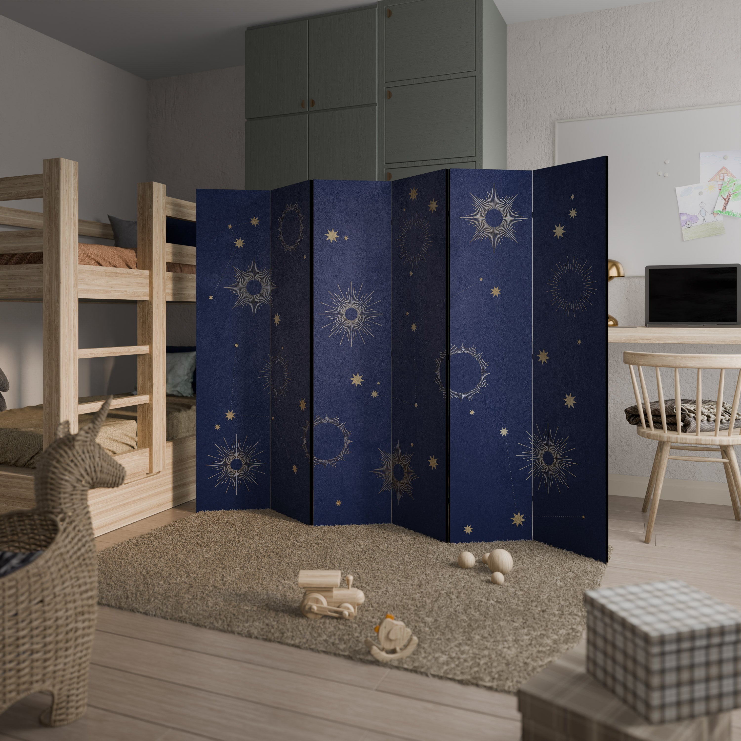 MIDNIGHT PATH Decorative 6-Panel Room Divider