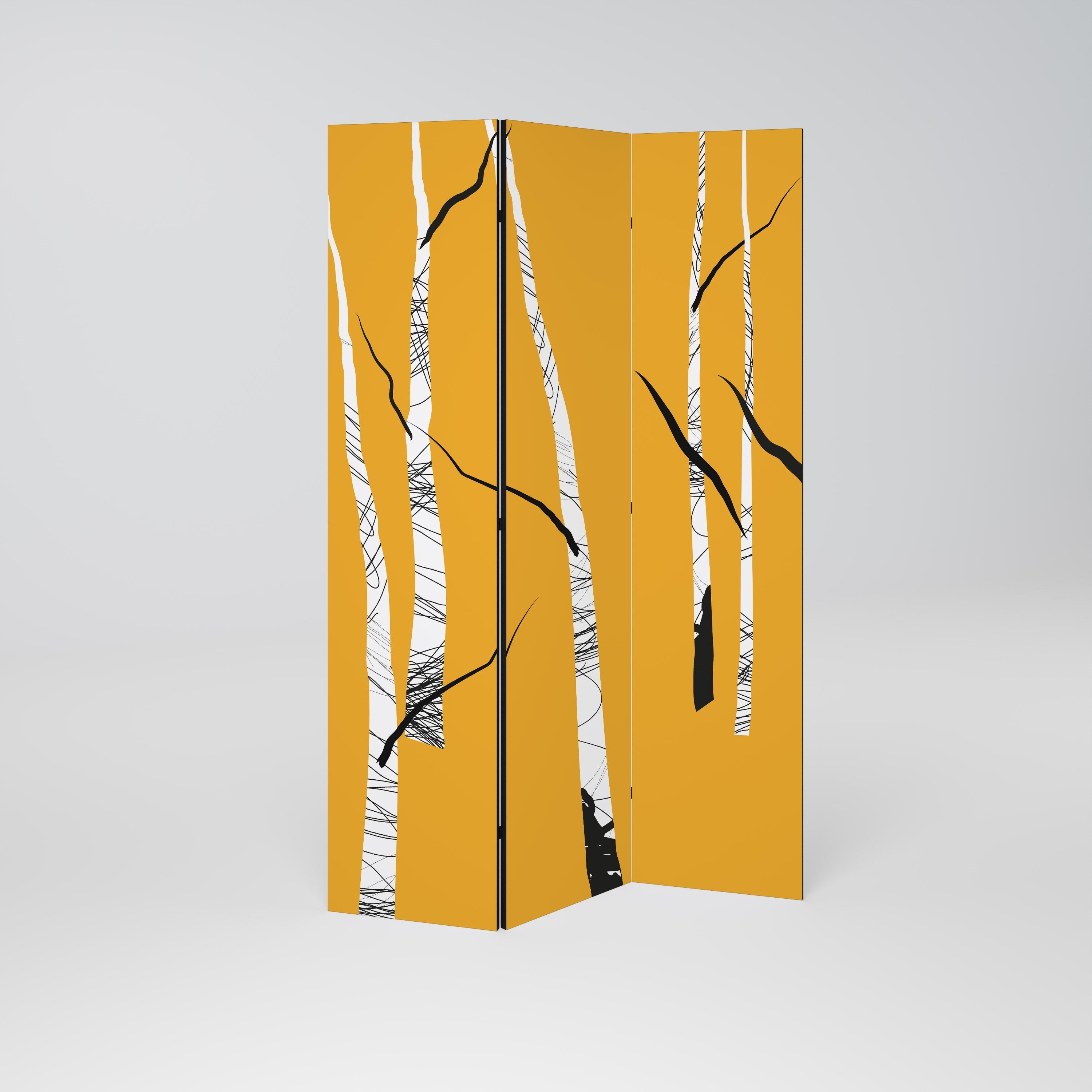 BIRCH ABSTRACT Decorative 3-Panel Room Divider