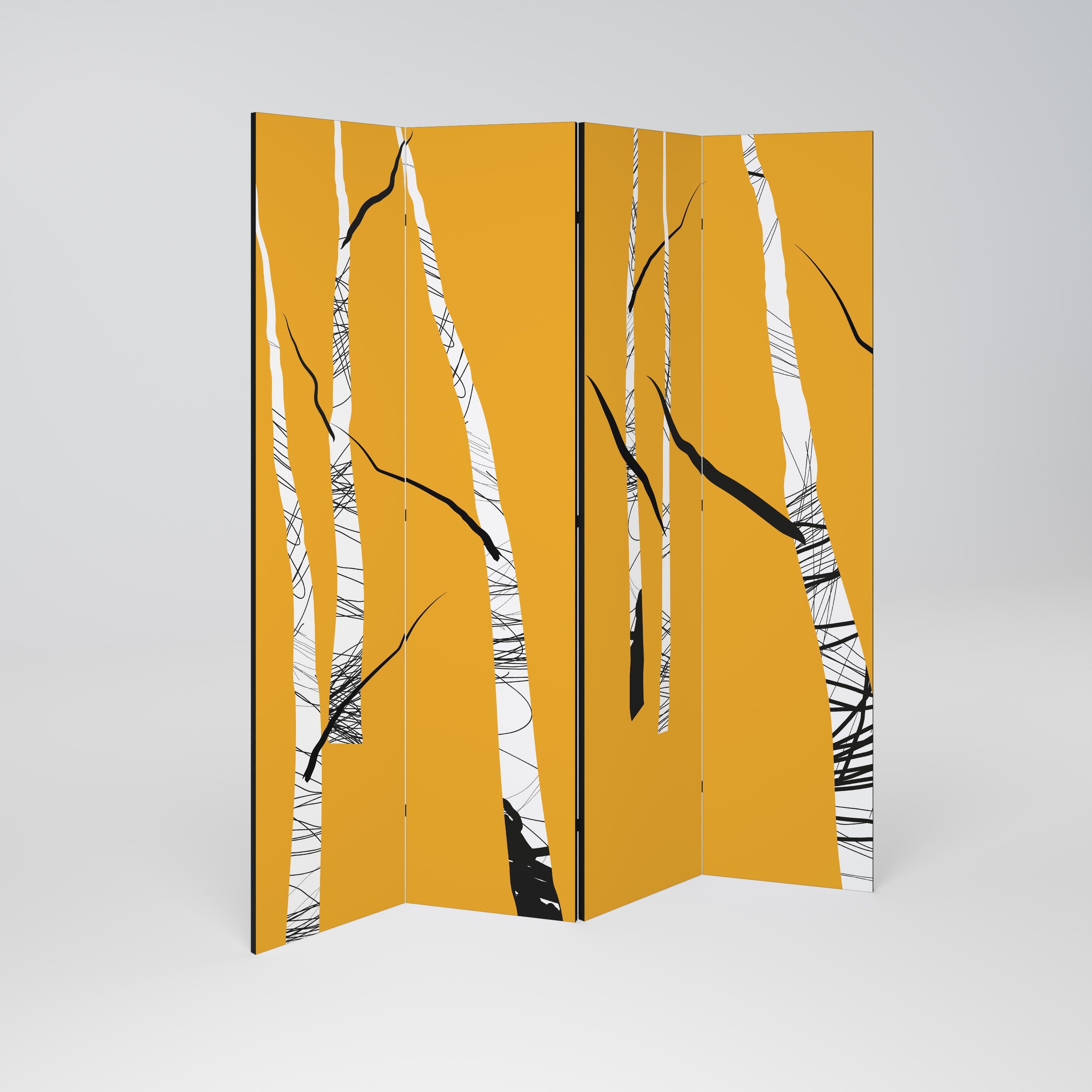 BIRCH ABSTRACT 4-Panel Room Divider