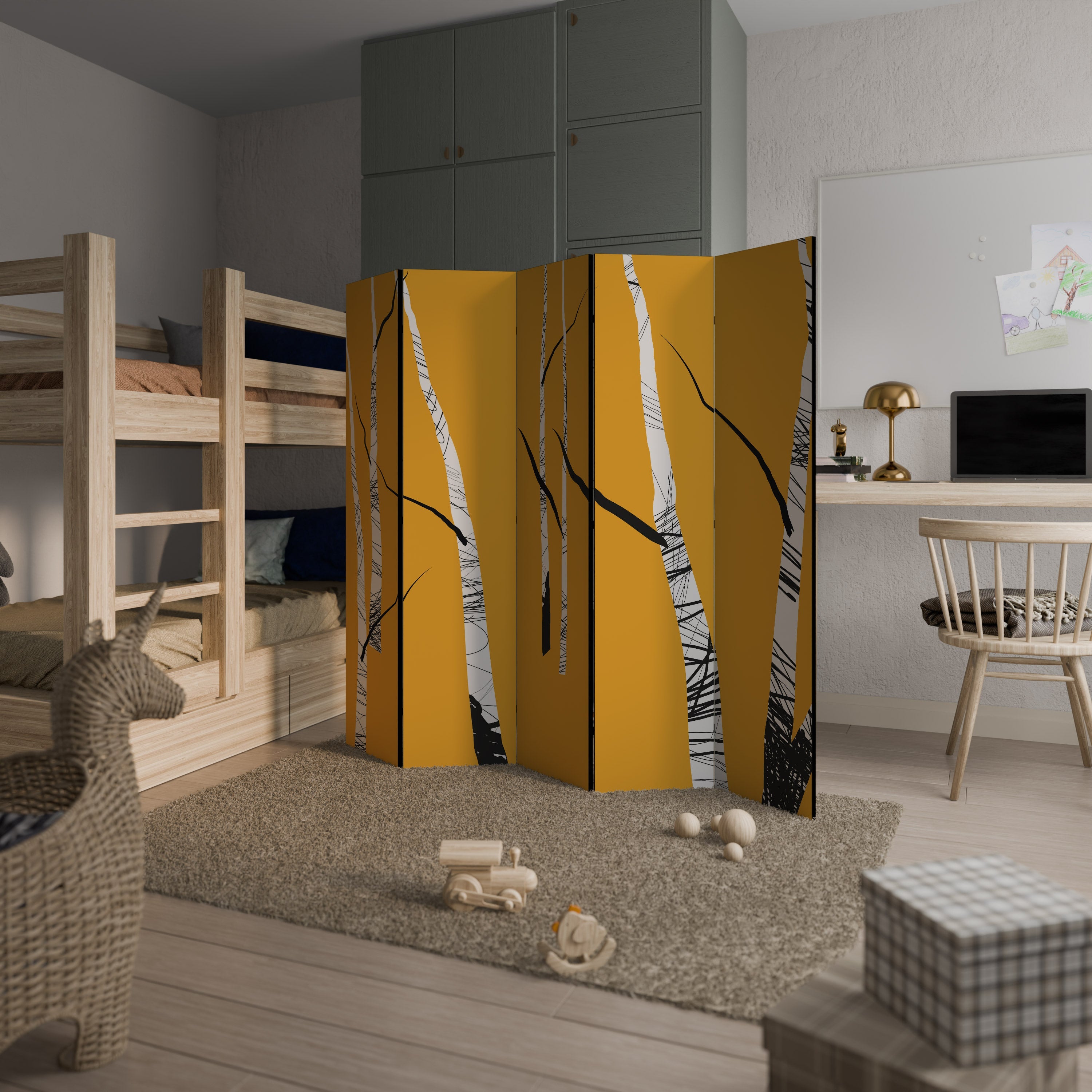 BIRCH ABSTRACT Decorative 5-Panel Room Divider