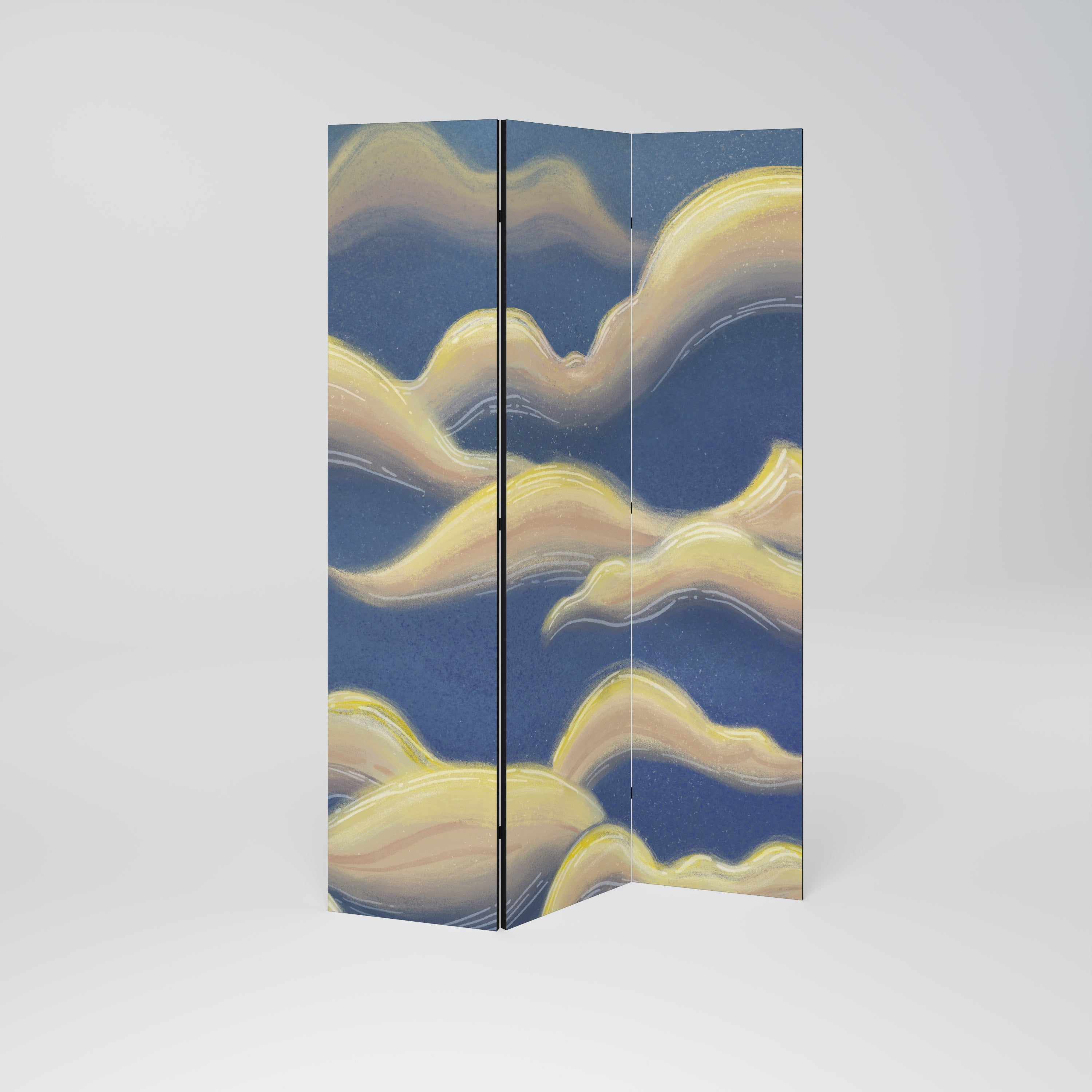 CLOUD RUFFLE Decorative 3-Panel Room Divider