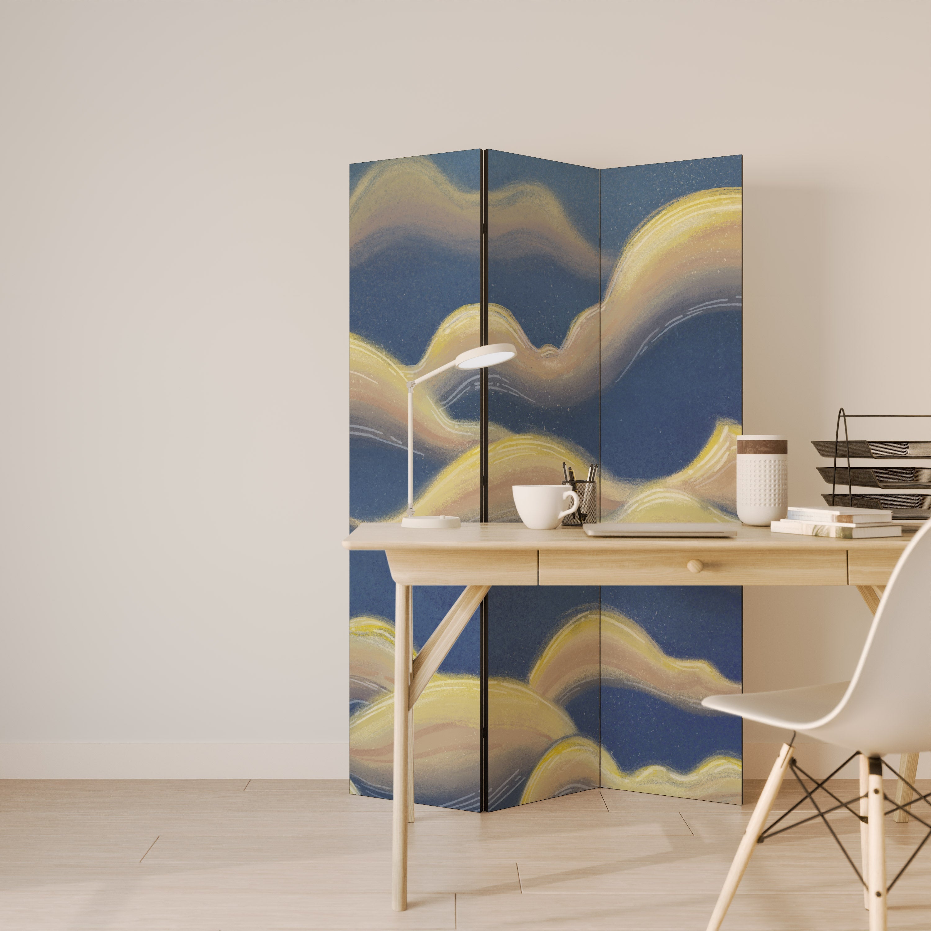 CLOUD RUFFLE Decorative 3-Panel Room Divider