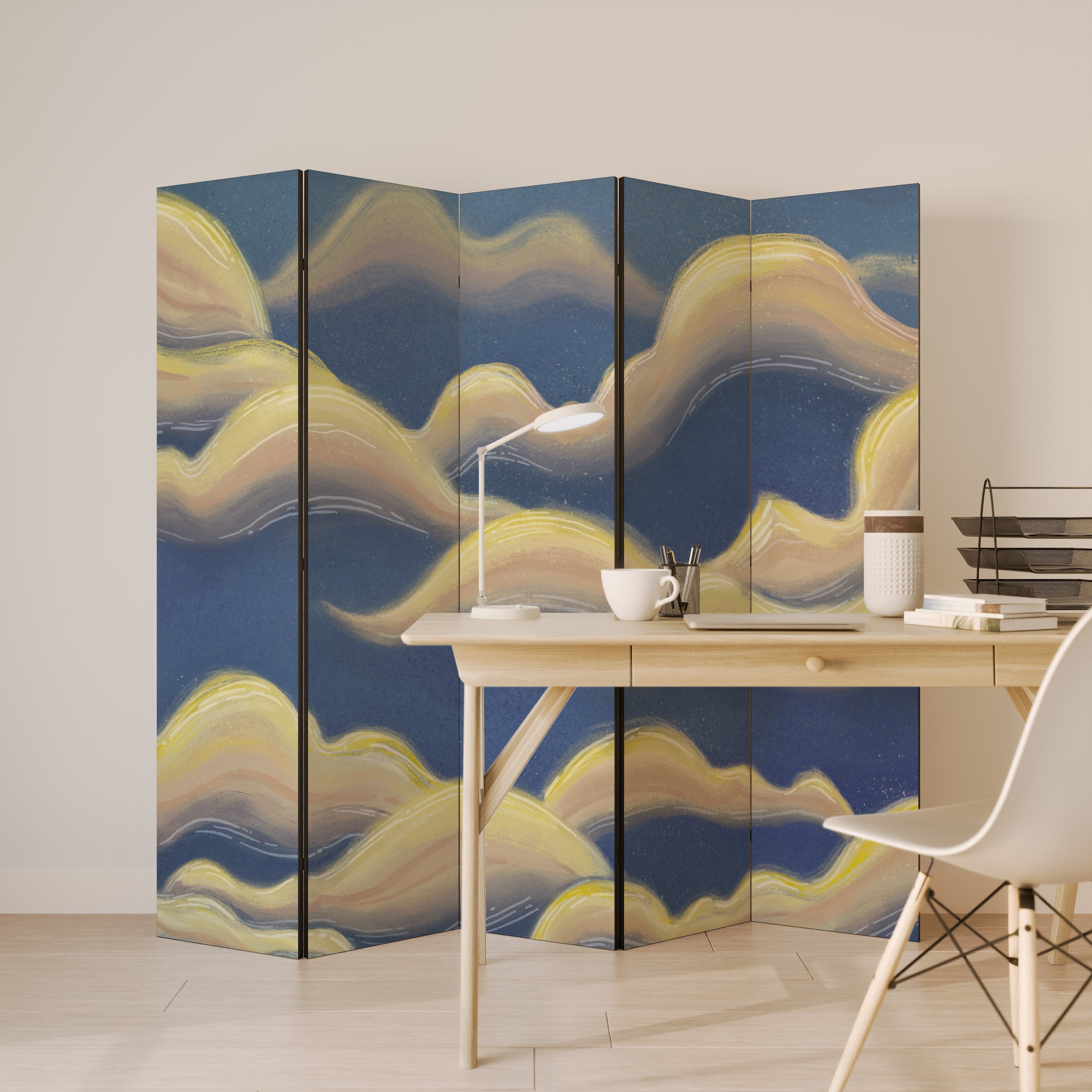 CLOUD RUFFLE 5-Panel Room Divider