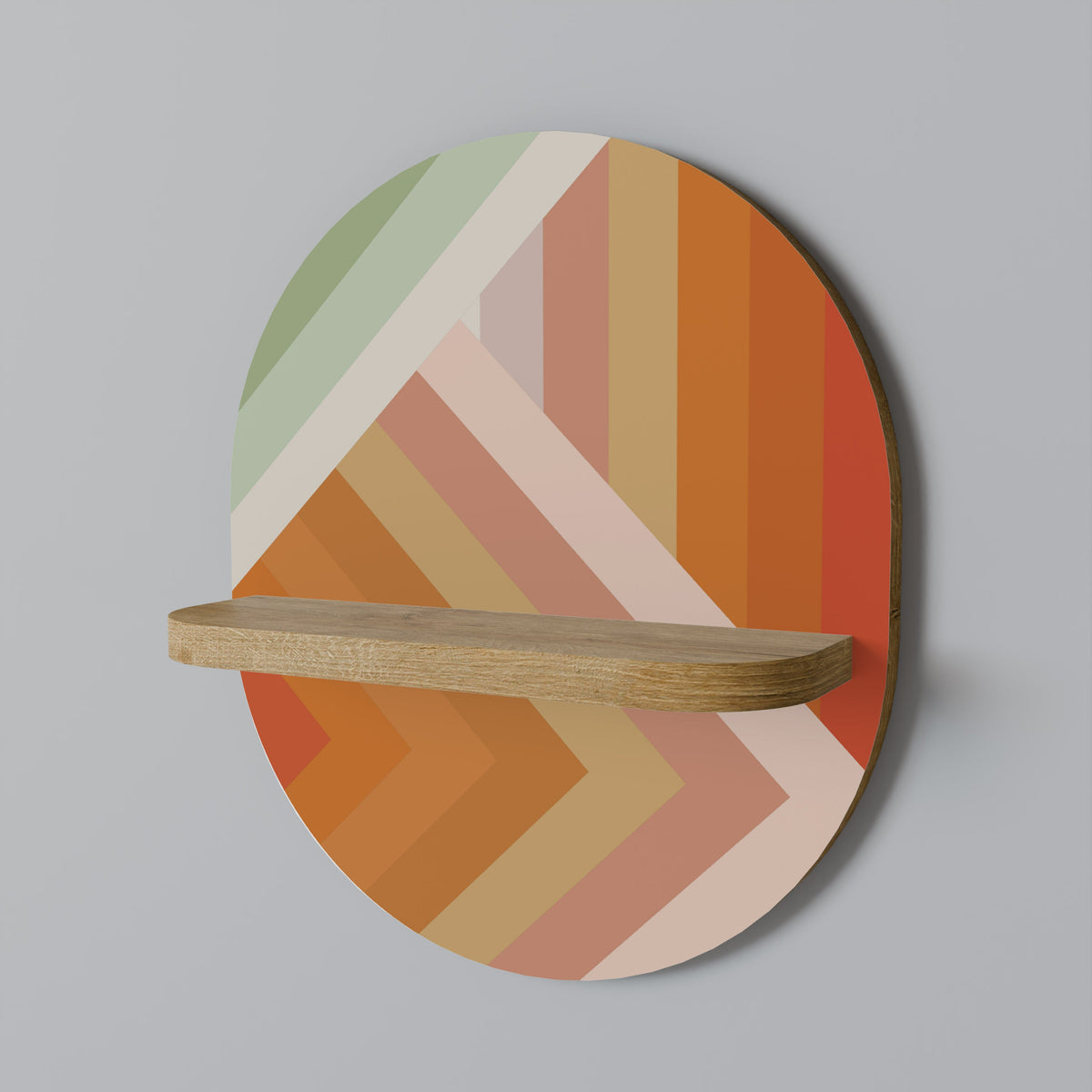 Étagère d'art ovale GRADIENT PICKS effet chêne