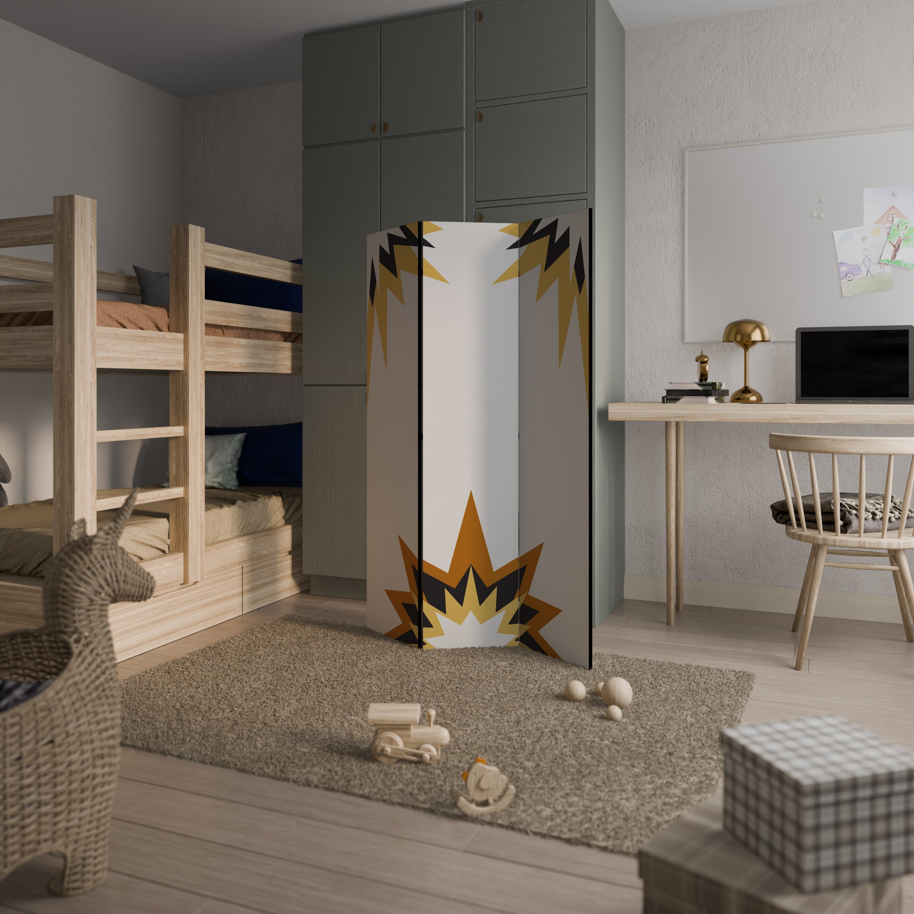 EXPLOSIVE HARMONY Decorative 3-Panel Room Divider