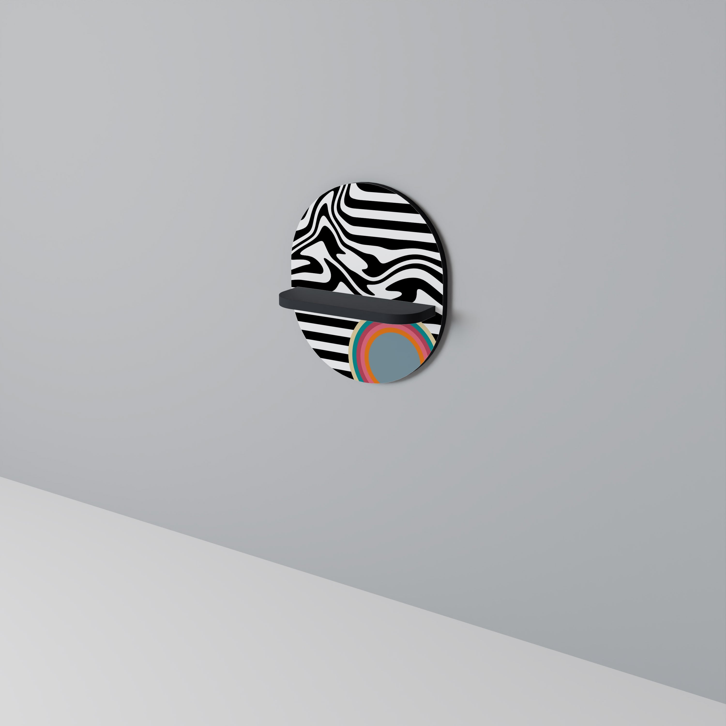 SPECTRA SHOWCASE Oval Art Shelf In Black Finish