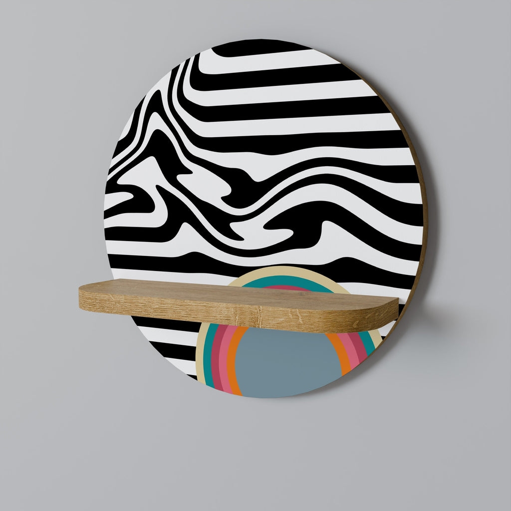 Étagère d'art ronde SPECTRA SHOWCASE effet chêne