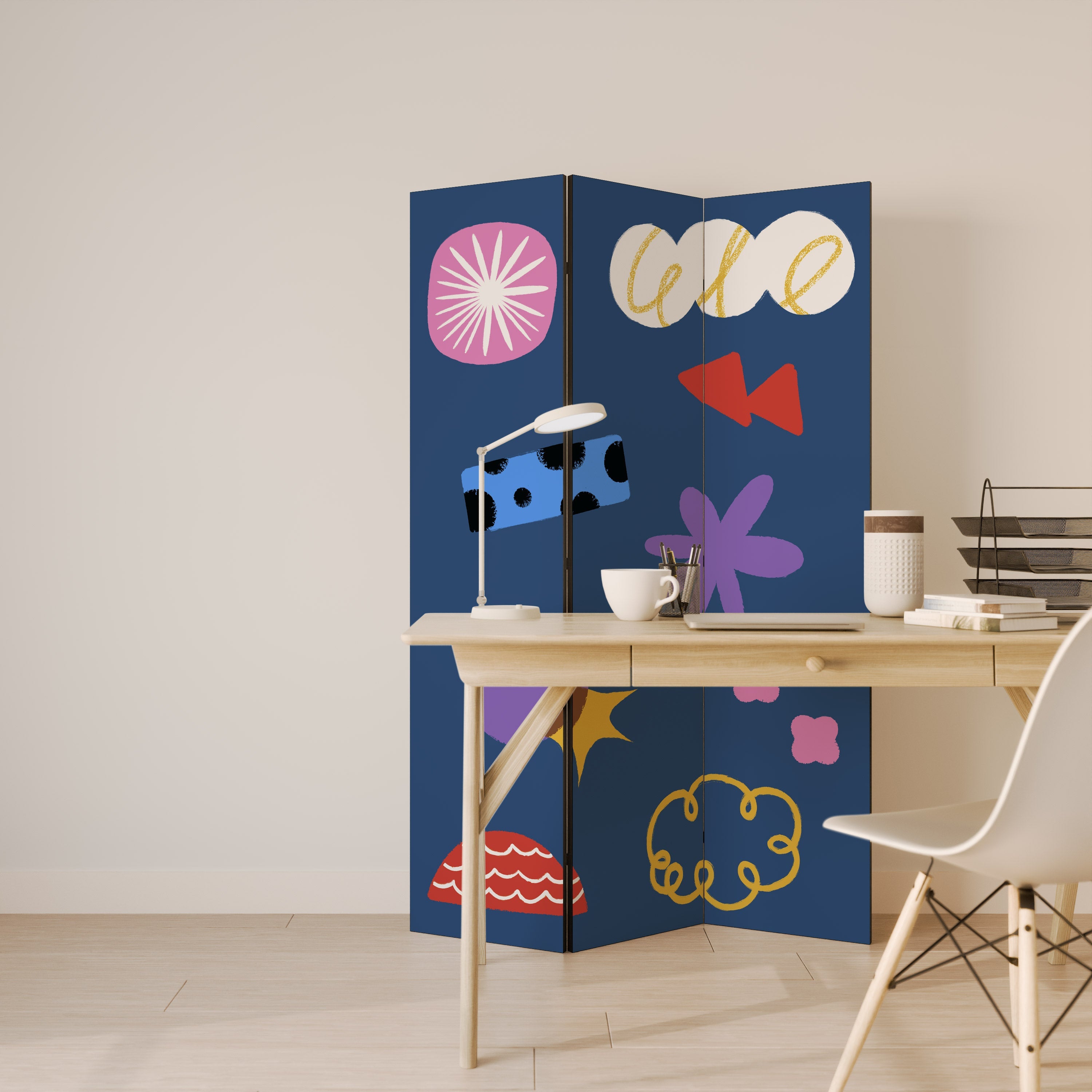 DREAMY HUMOR Decorative 3-Panel Room Divider