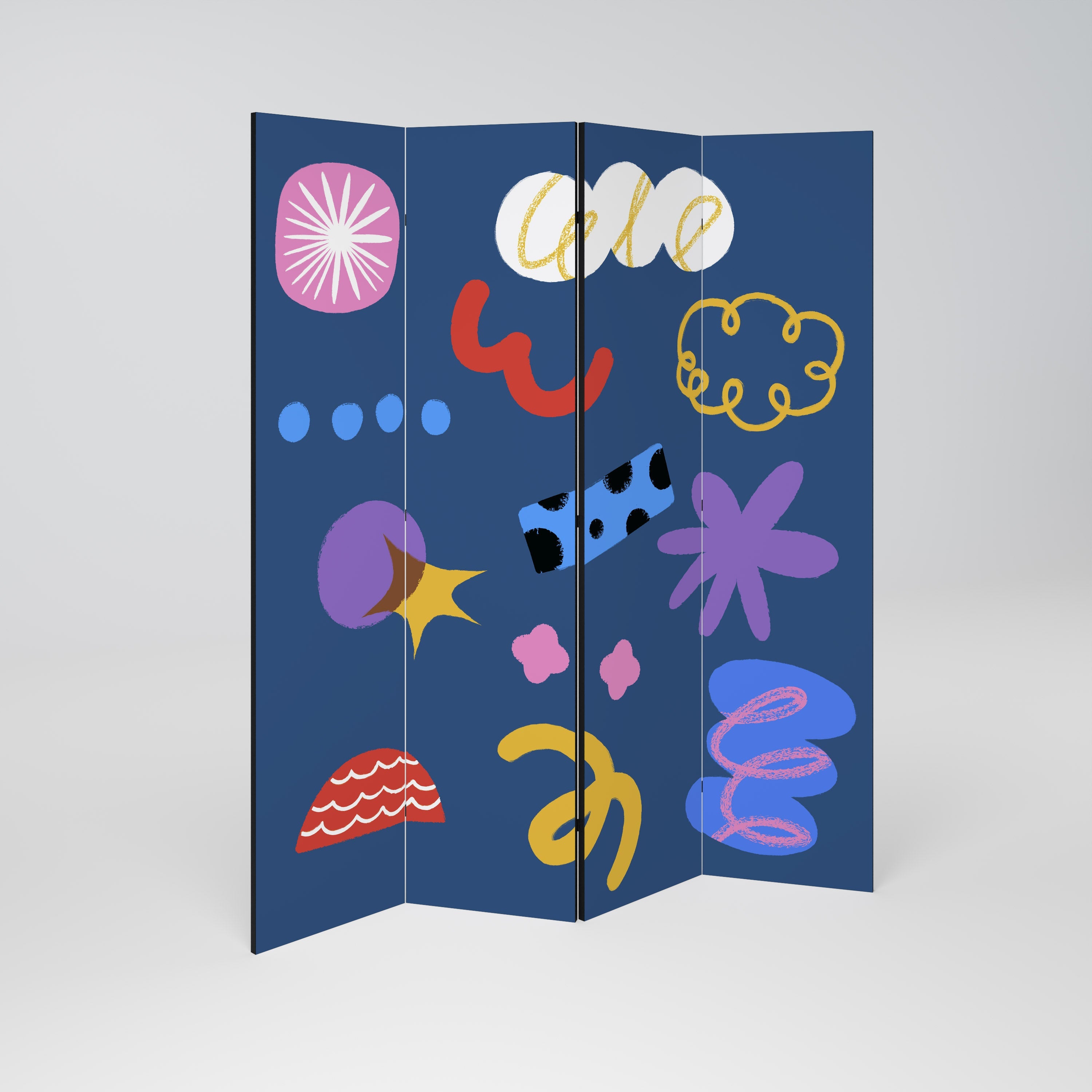 DREAMY HUMOR Decorative 4-Panel Room Divider