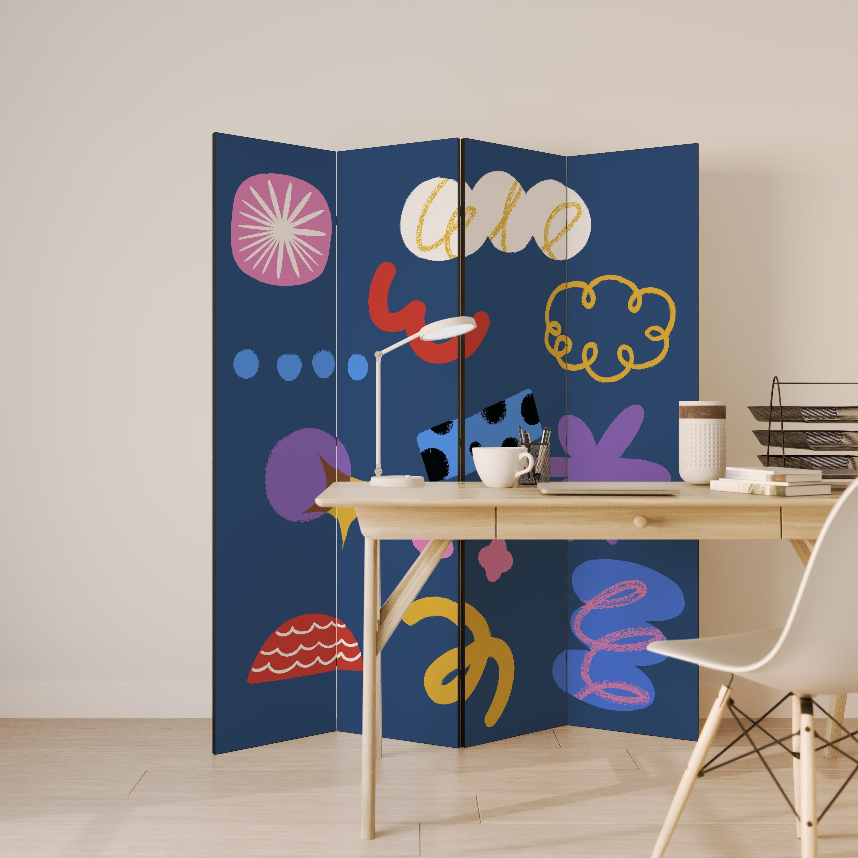 DREAMY HUMOR Decorative 4-Panel Room Divider