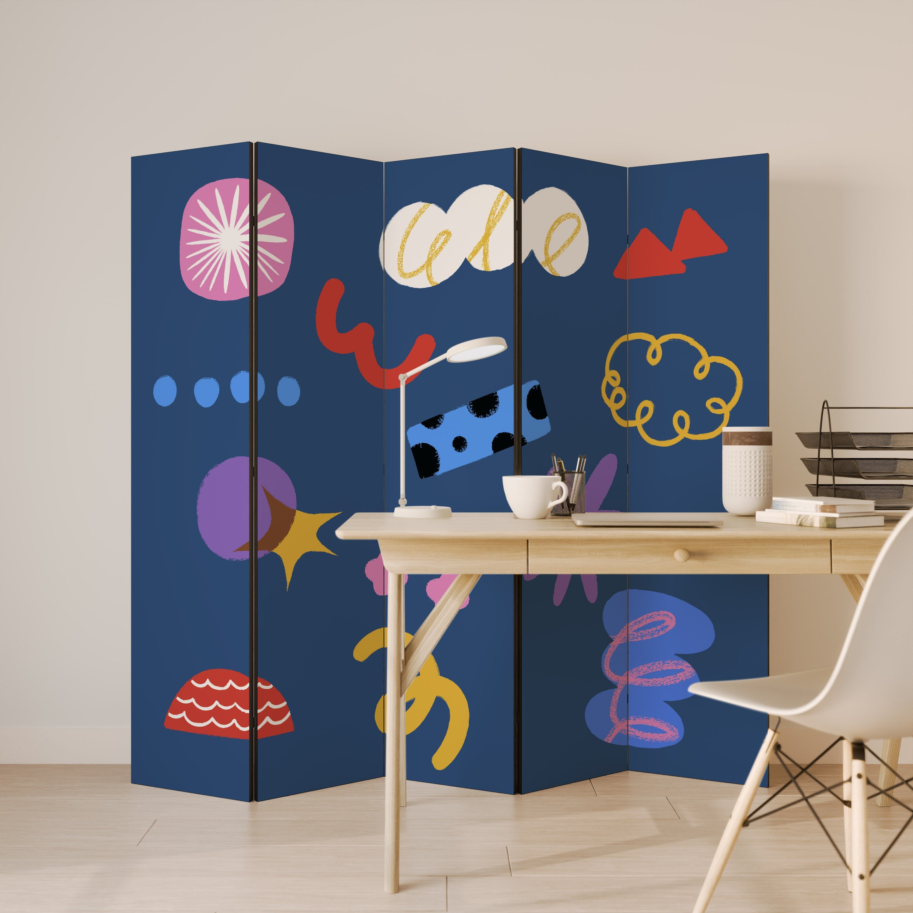 DREAMY HUMOR Decorative 5-Panel Room Divider