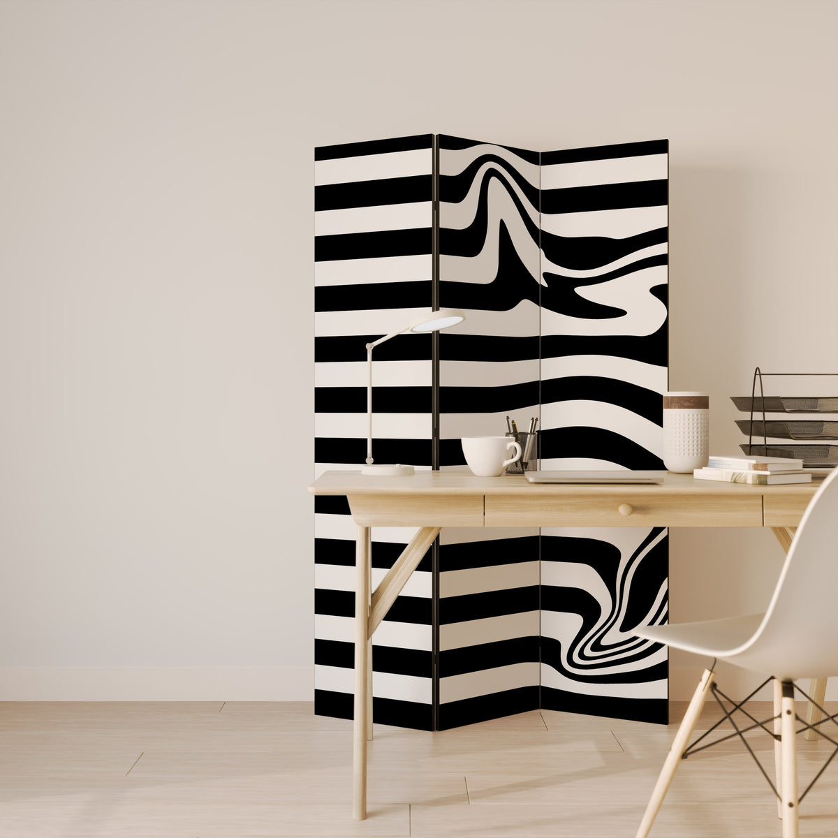 POLYLINE FUZZY 3-Panel Room Divider