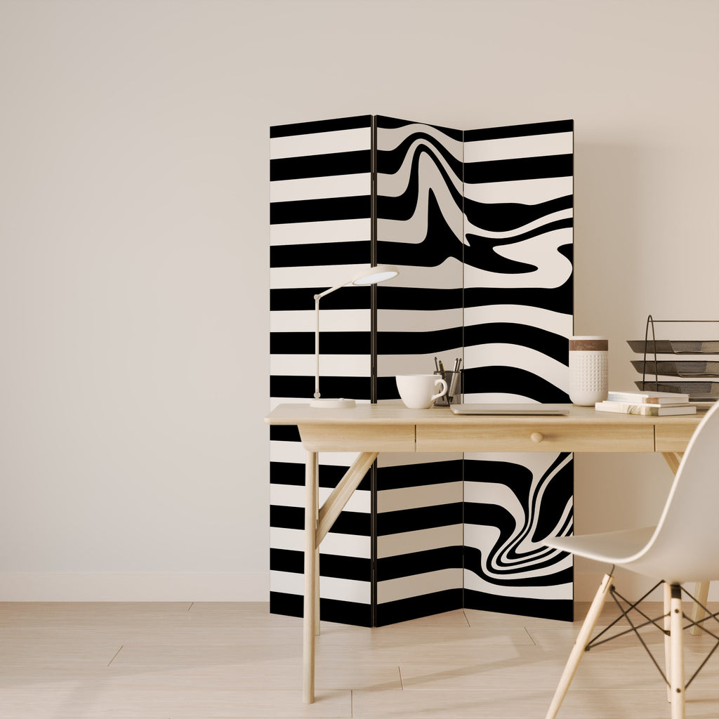 POLYLINE FUZZY Decorative 3-Panel Room Divider